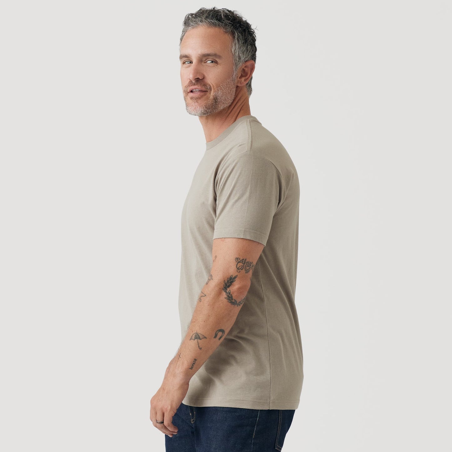 Military Beige Short Sleeve Crew Neck Tee