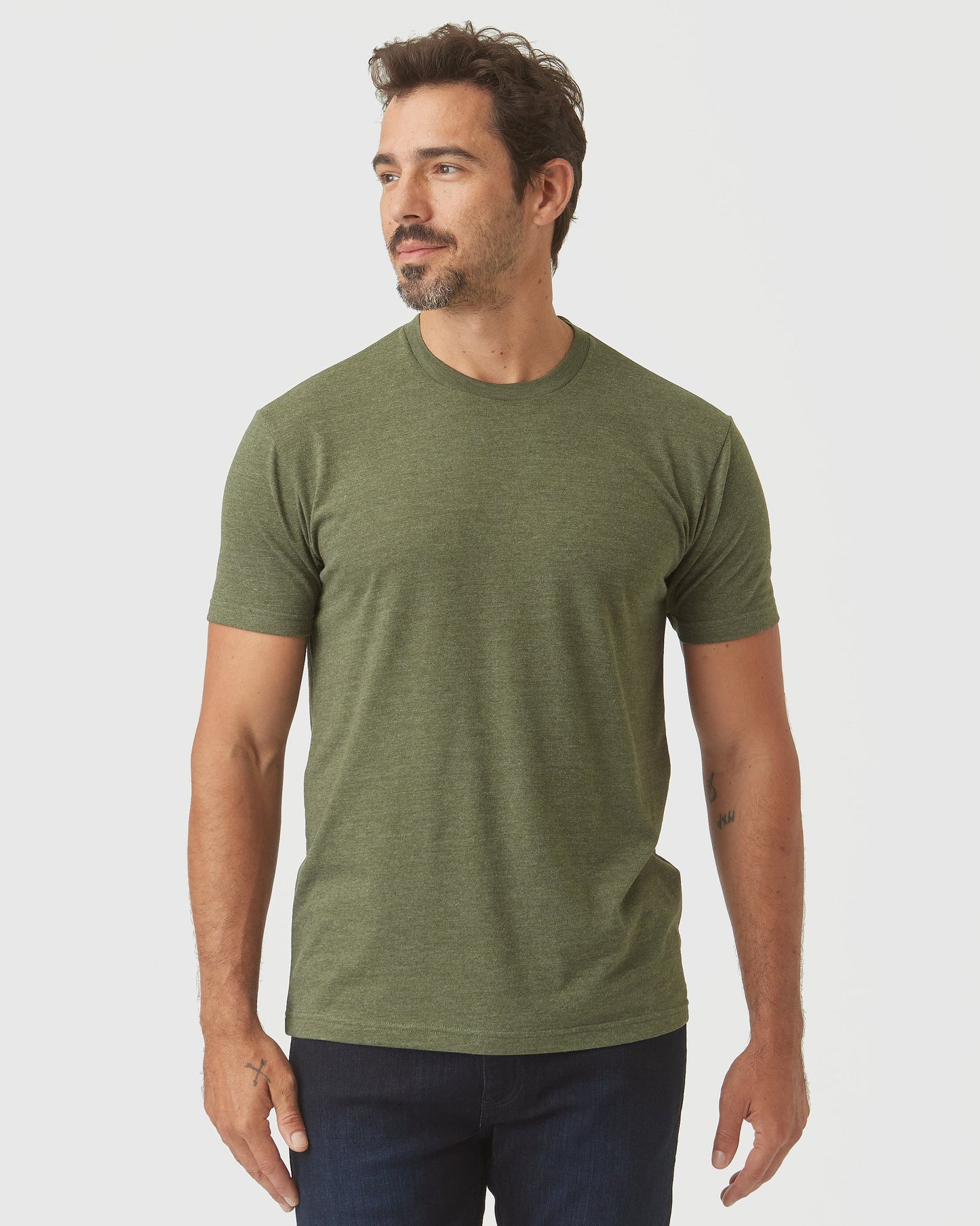 Olive Green Heather Classic Crew Neck