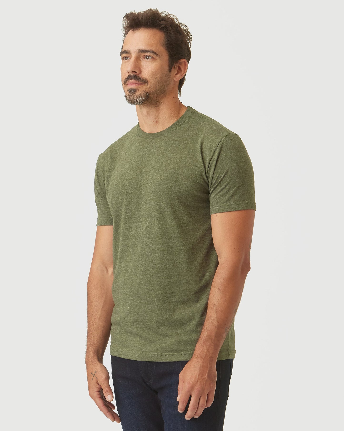 Olive Green Heather Classic Crew Neck