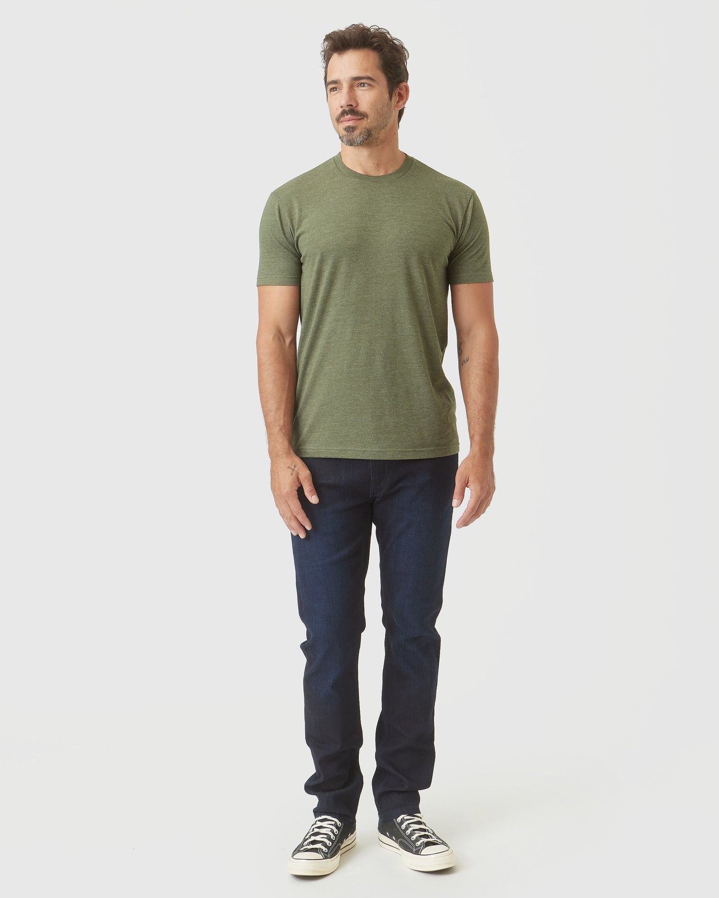 Olive Green Heather Classic Crew Neck