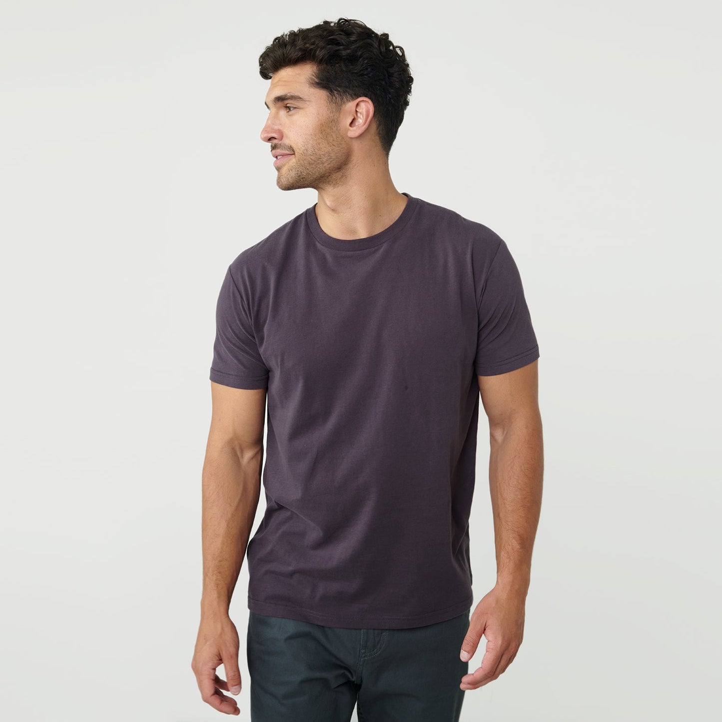Dark Purple Short Sleeve Crew Neck Tee