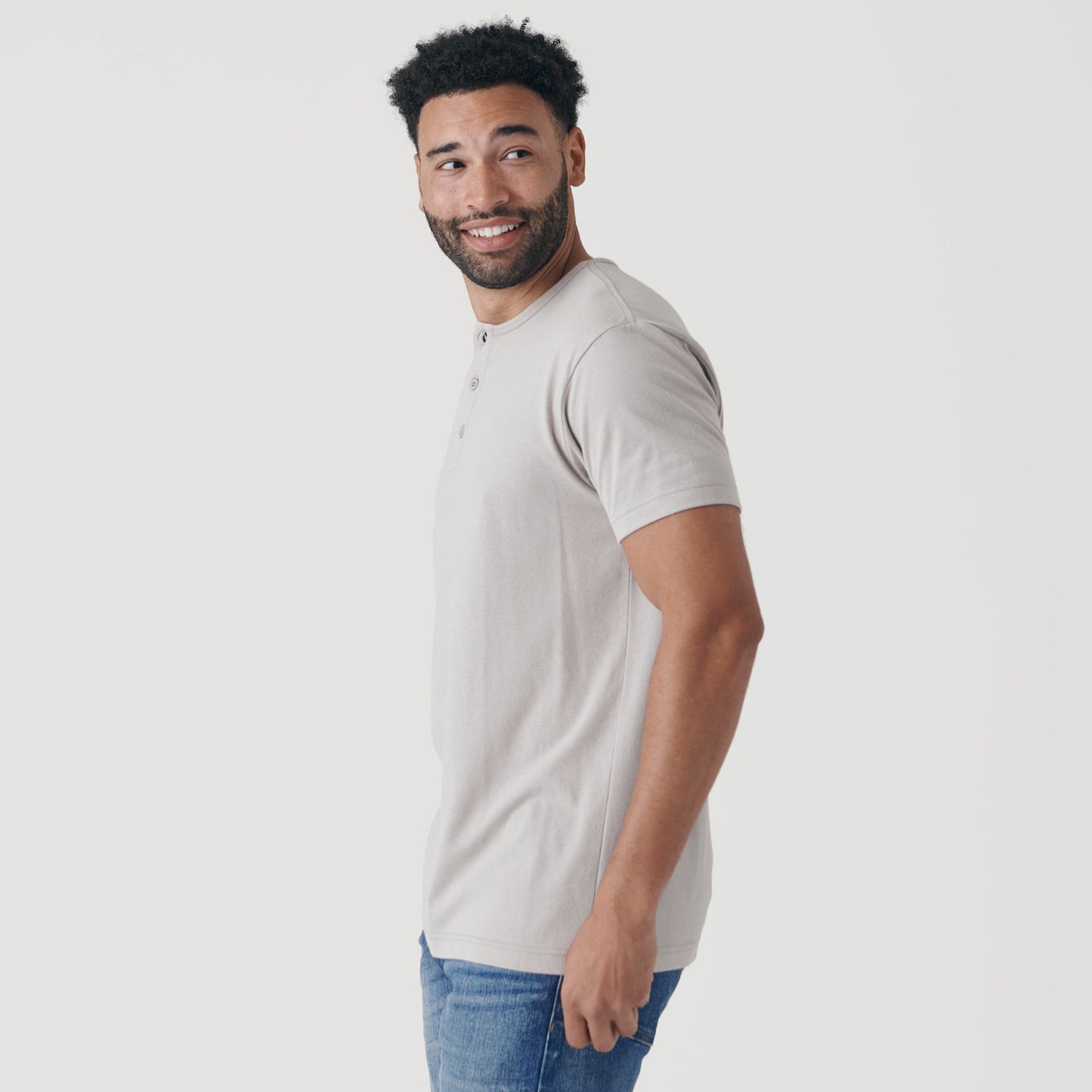Light Gray Short Sleeve Henley