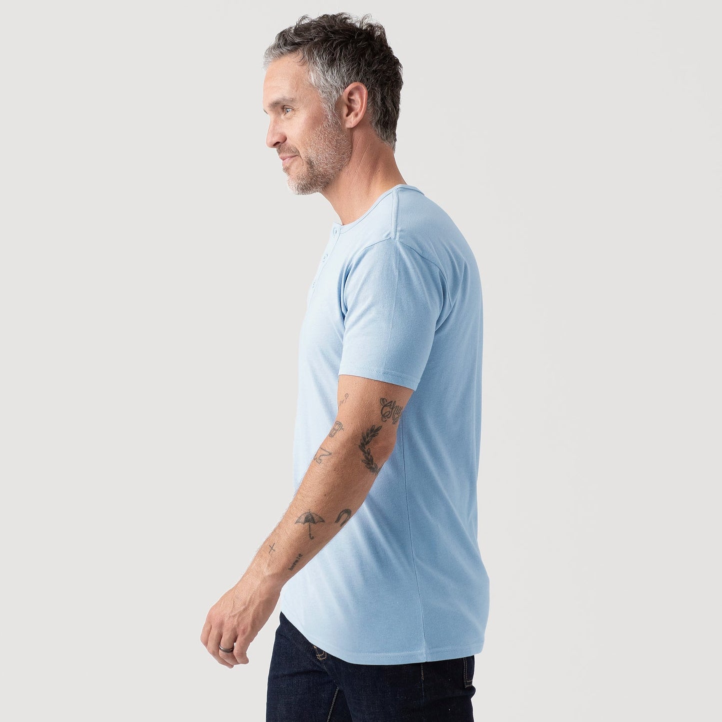 Oxford Blue Short Sleeve Henley