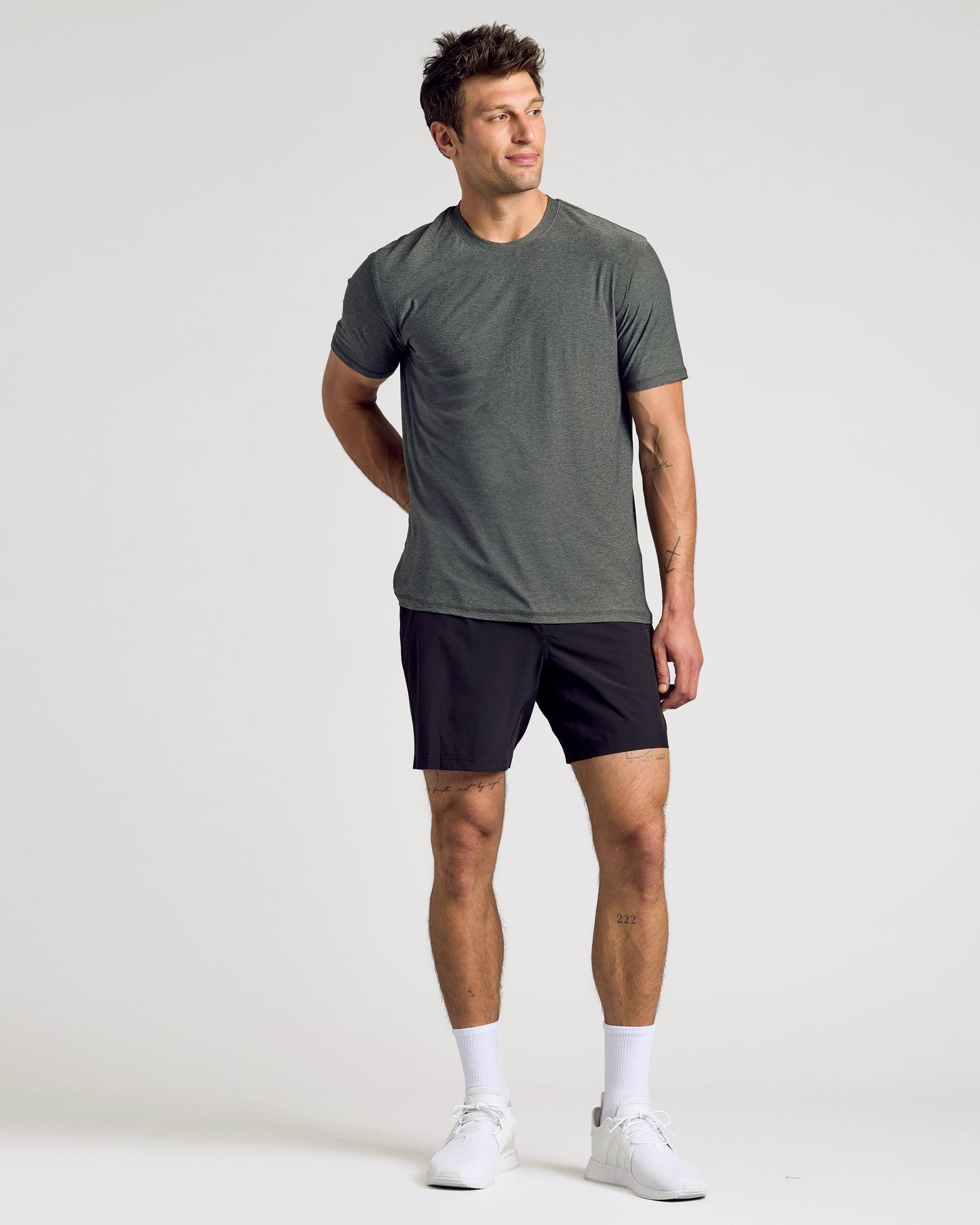 Charcoal Heather Gray Active Crew Neck Tee