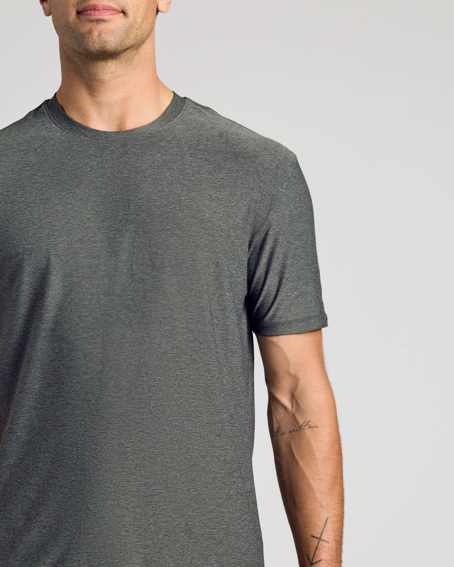 Charcoal Heather Gray Active Crew Neck Tee