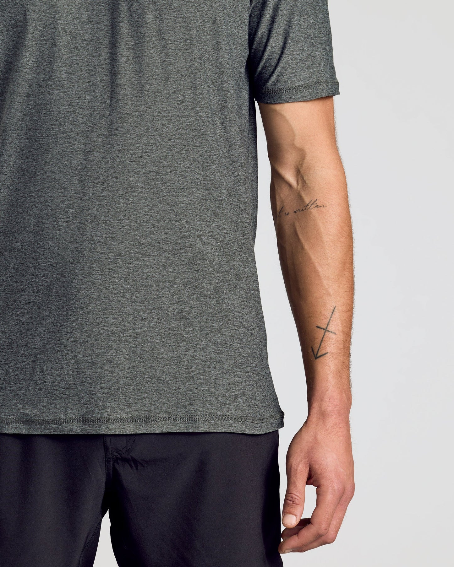 Charcoal Heather Gray Active Crew Neck Tee