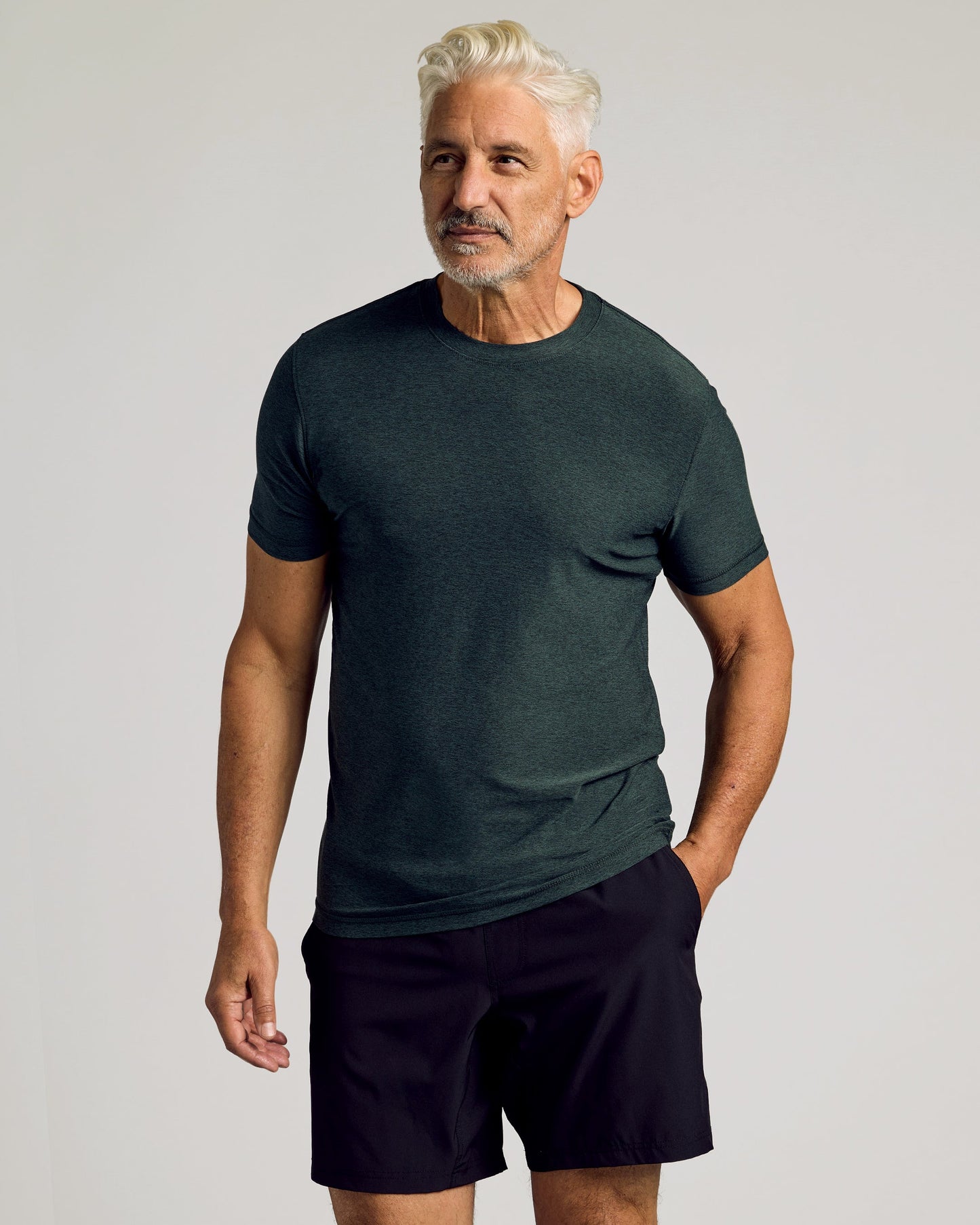 Dark Heather Forest Active Crew Neck Tee