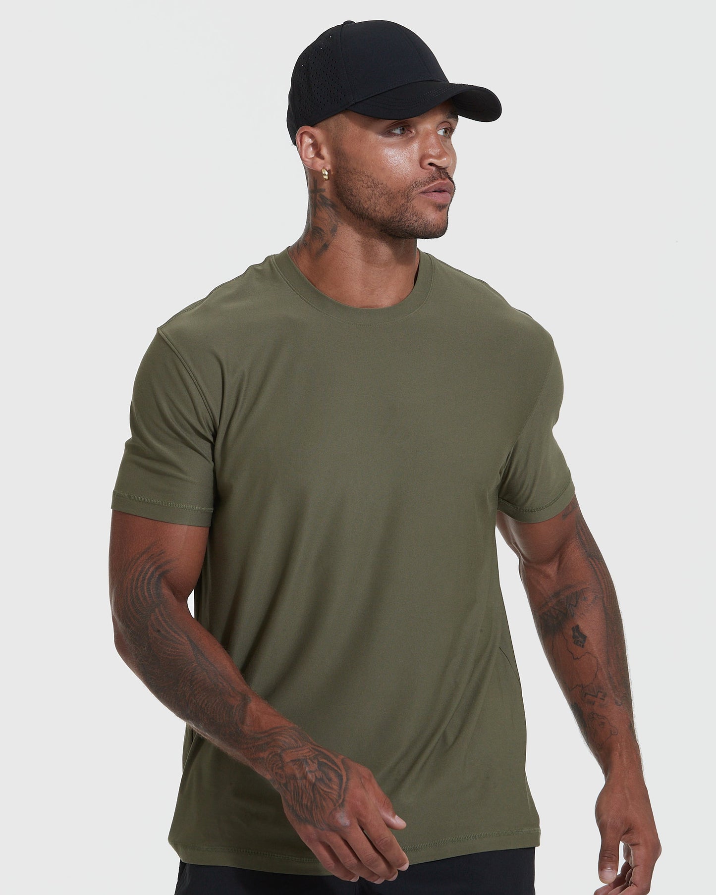 Military Green Active Crew Neck