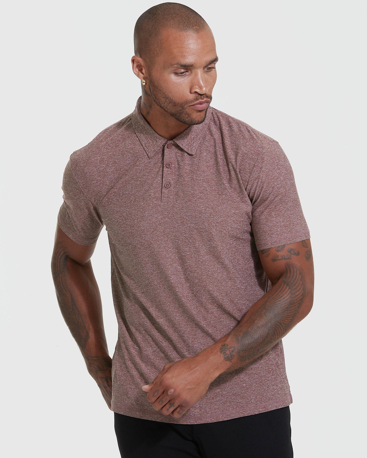 Heather Burgundy Active Short Sleeve Polo