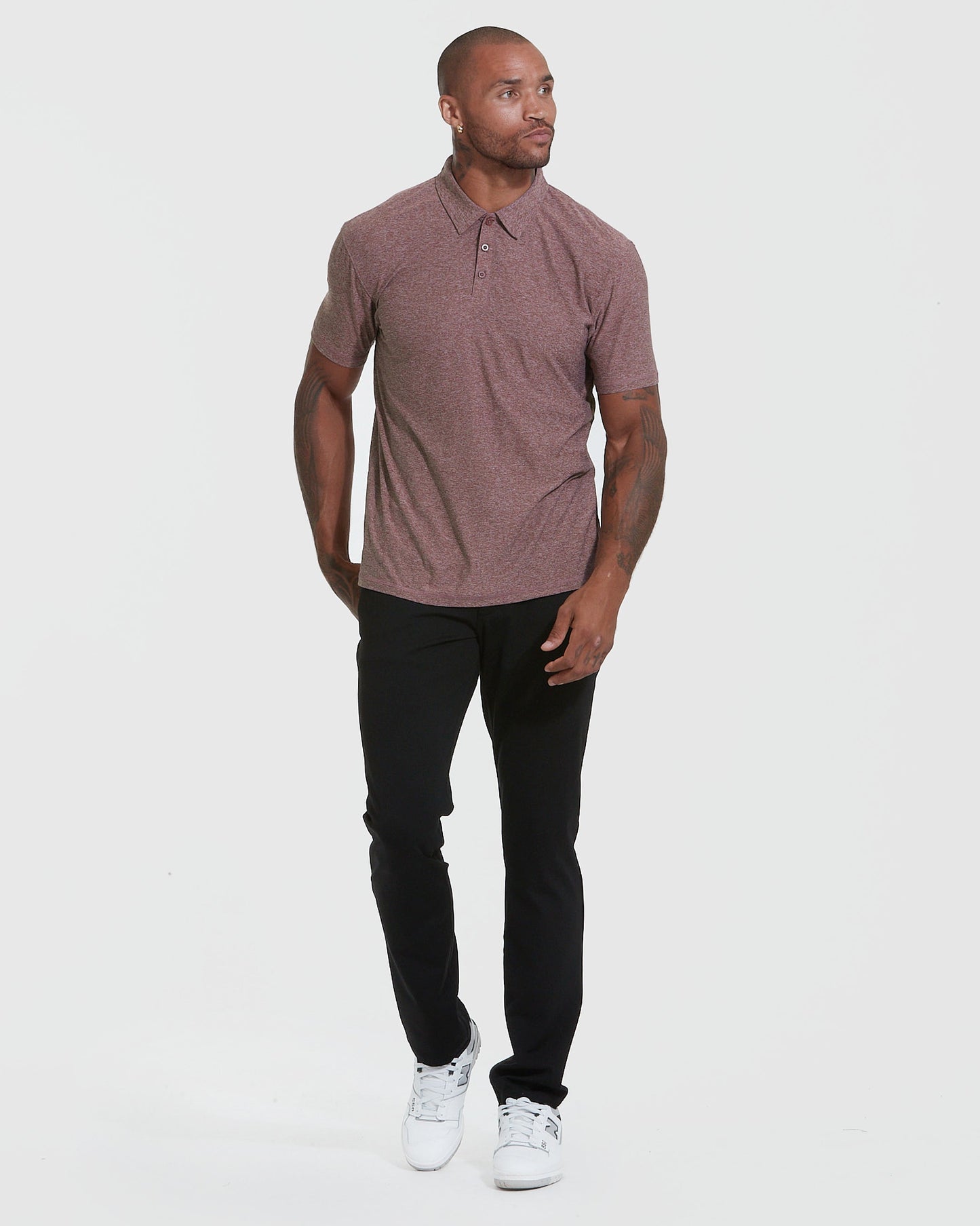Heather Burgundy Active Short Sleeve Polo