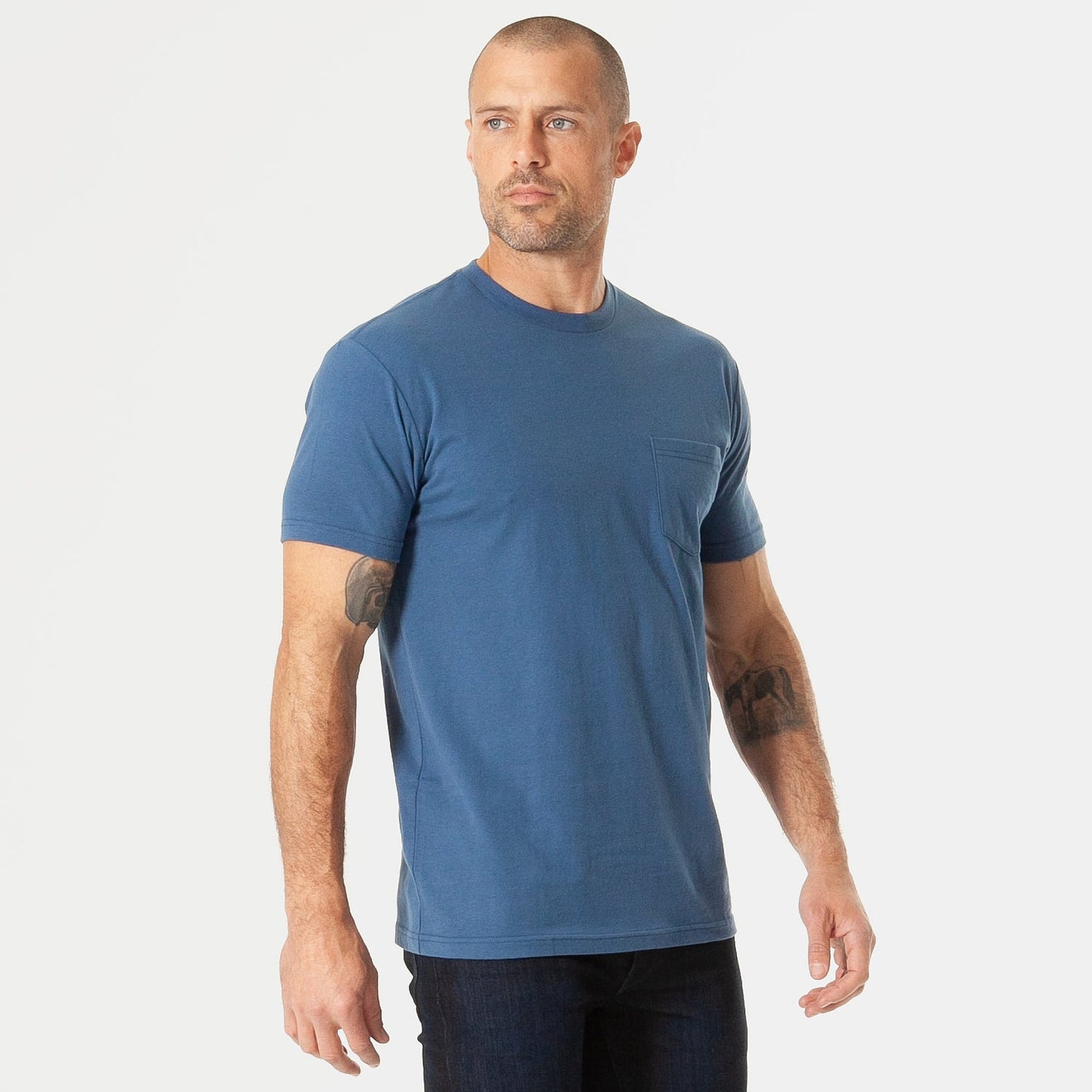 Stone Blue Pocket Crew Tee
