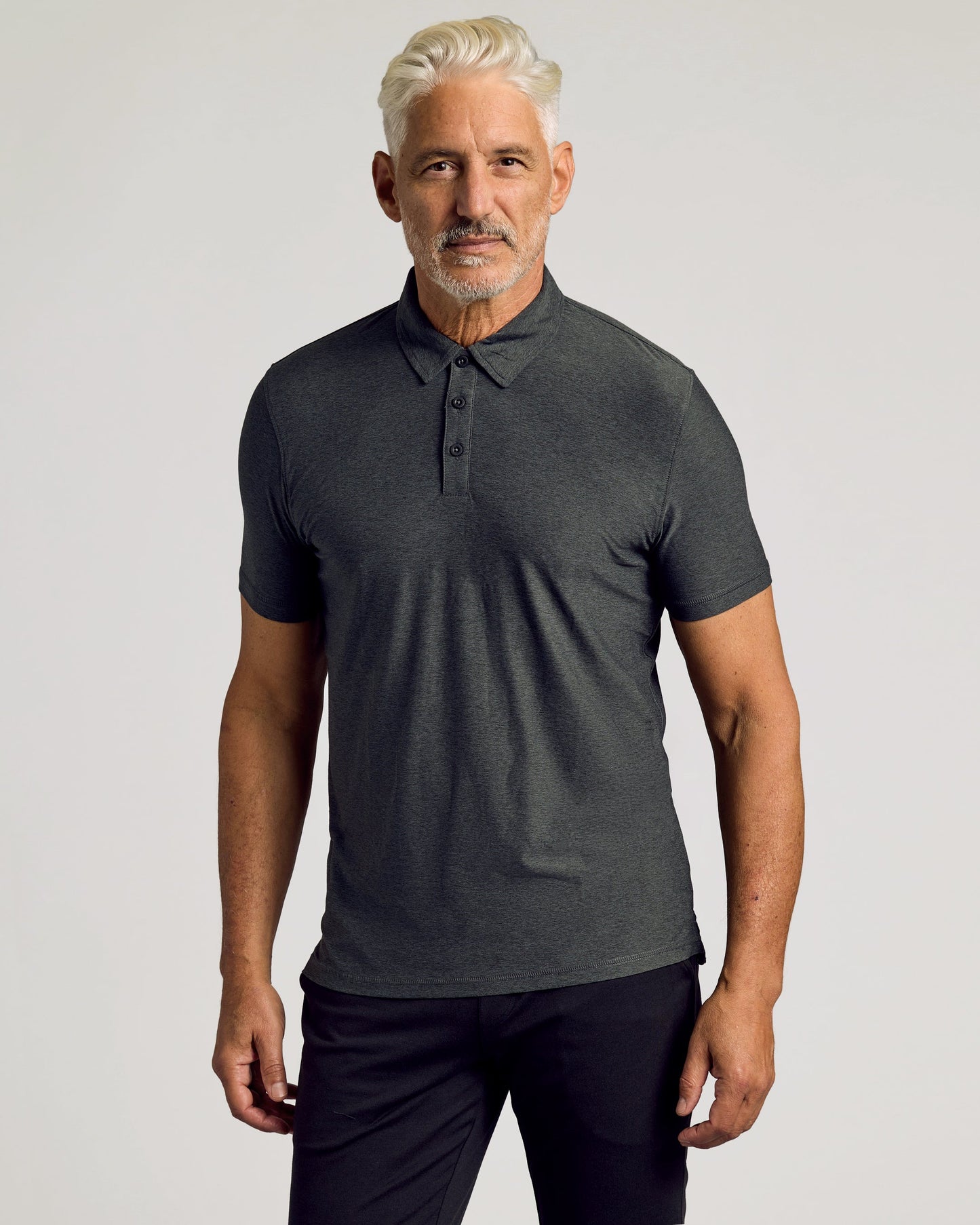 Charcoal Heather Gray Active Short Sleeve Polo