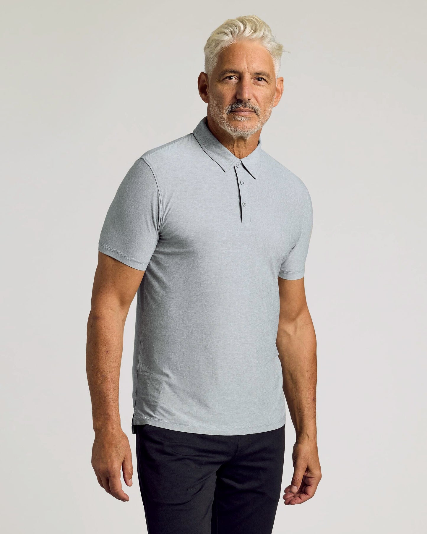 Heather Light Gray Active Short Sleeve Polo