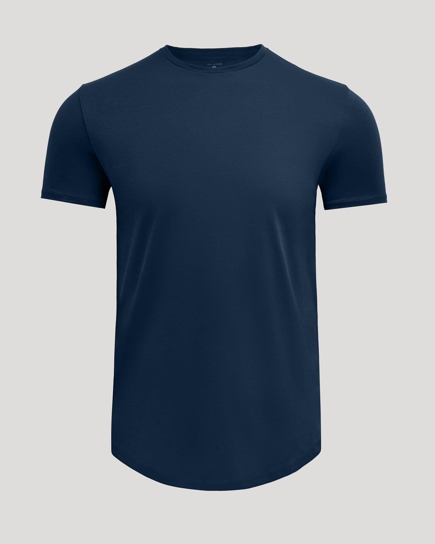 Navy Pima Crew Curved Hem