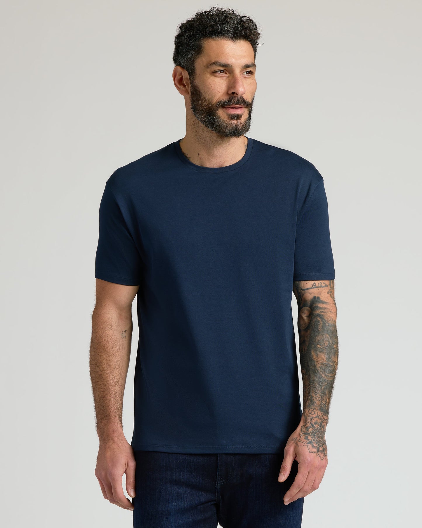 Navy Pima Crew Neck