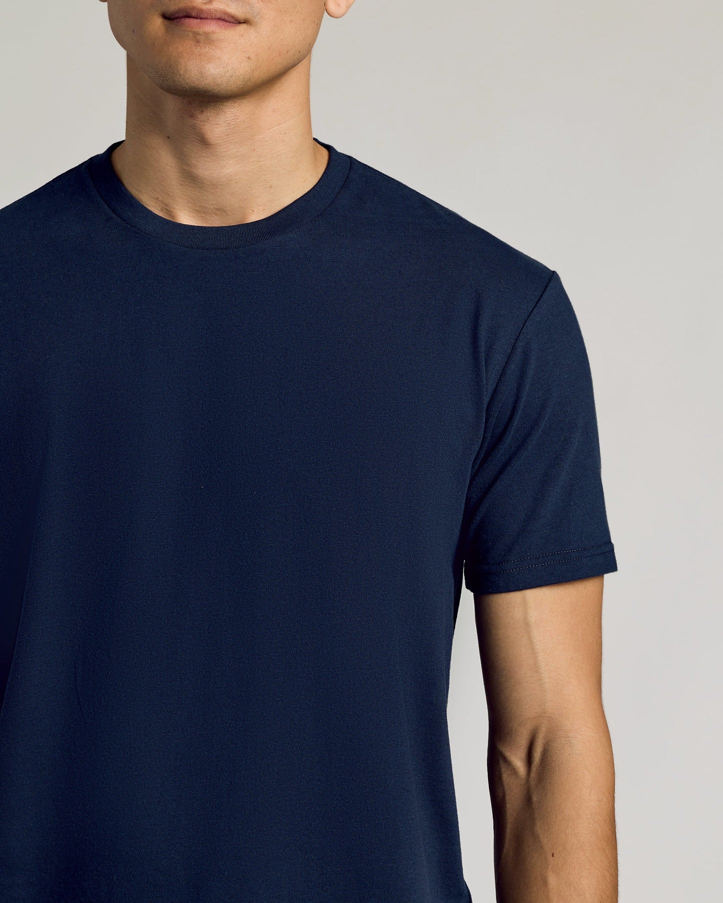 Navy Curved Hem Classic Crew Neck