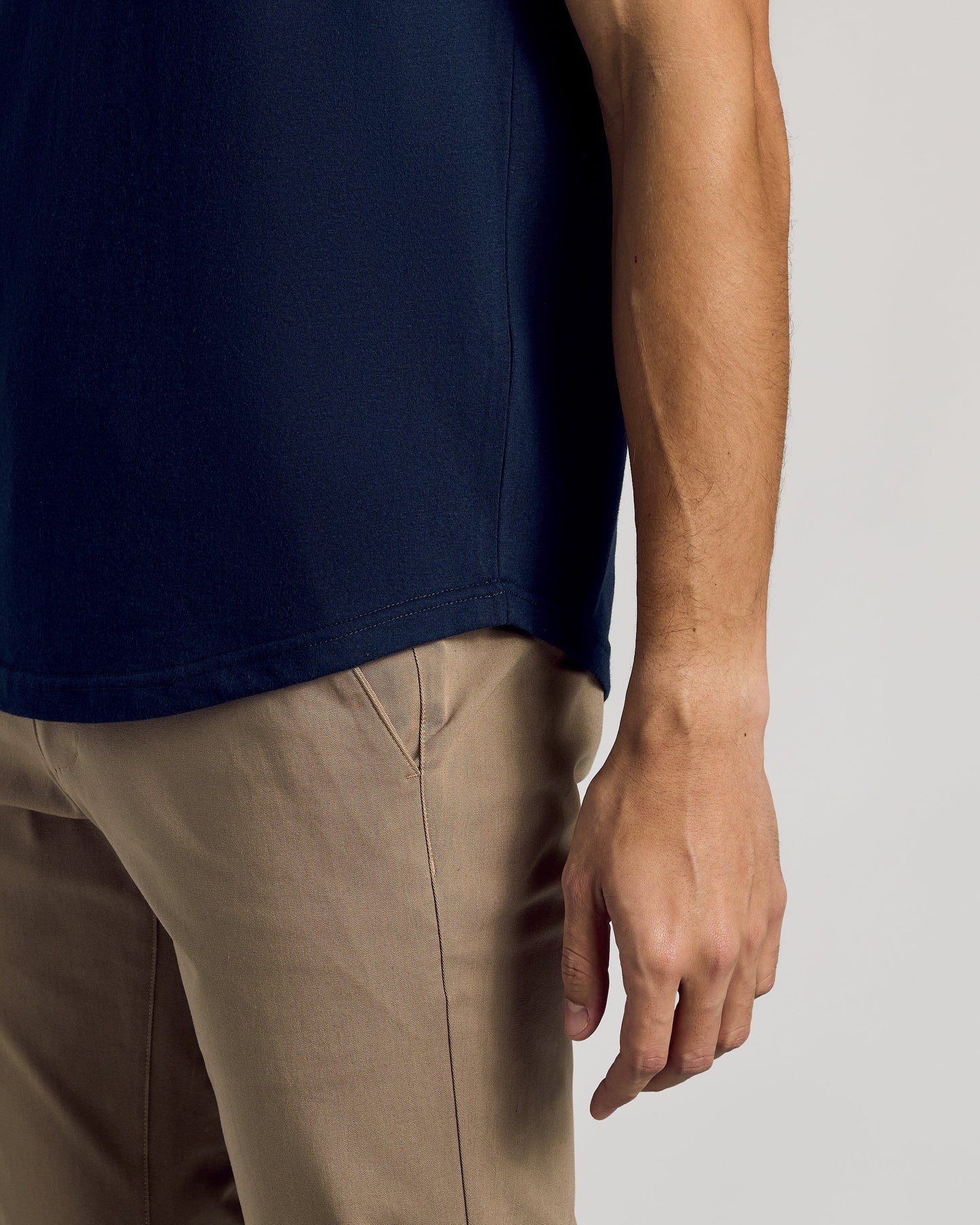Navy Curved Hem Classic Crew Neck