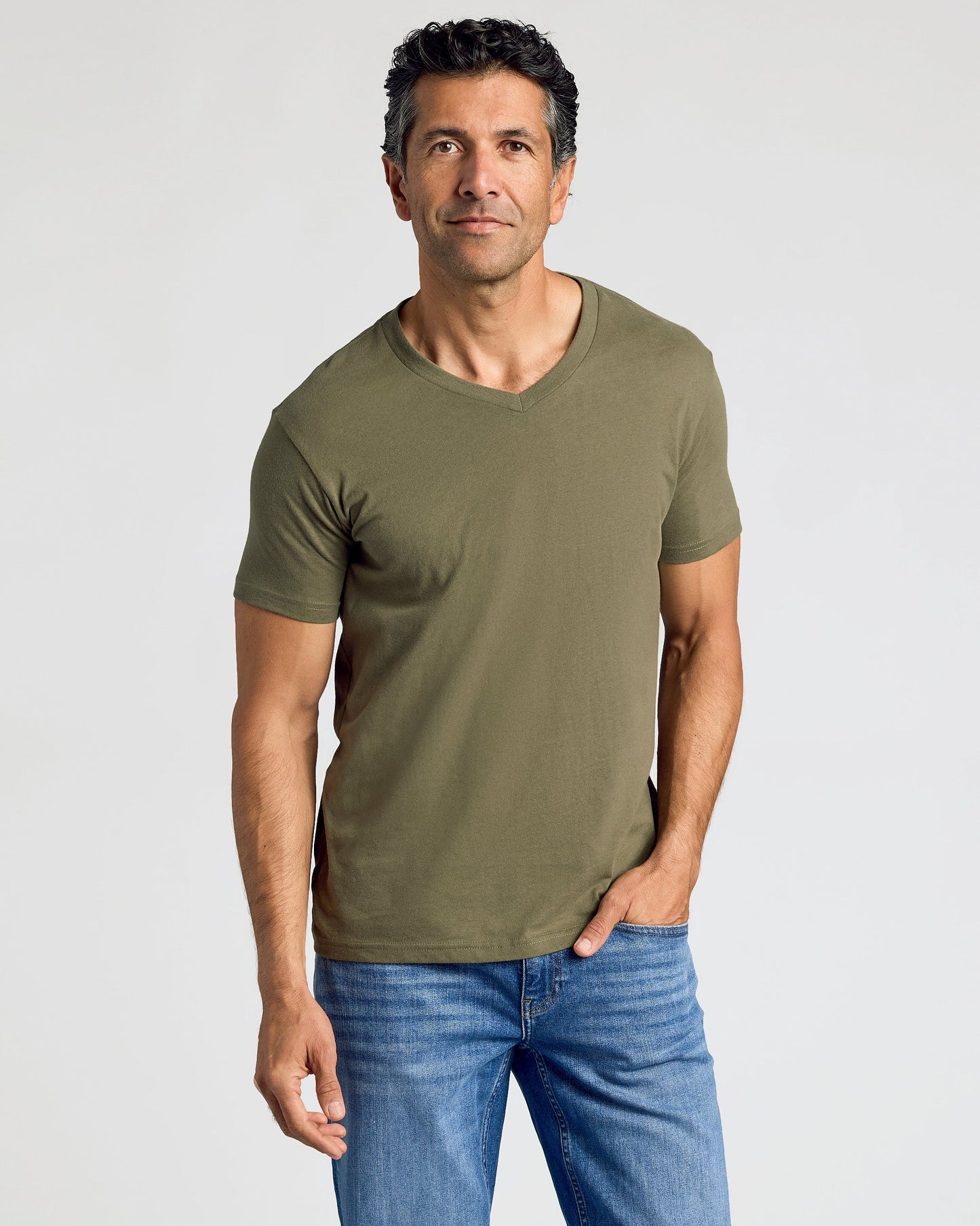 Military Green Classic V-Neck