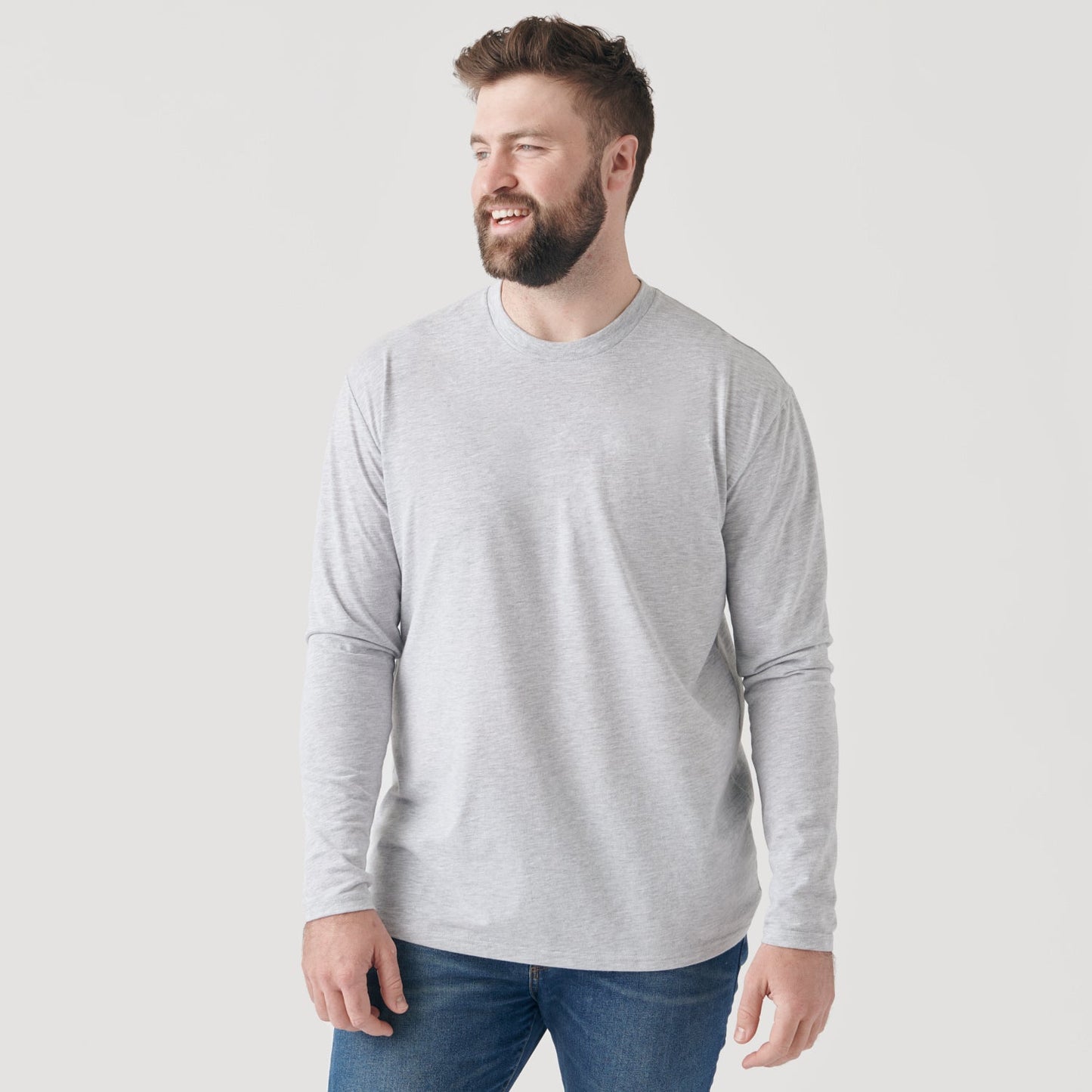 Light Gray Long Sleeve Crew Neck Tee