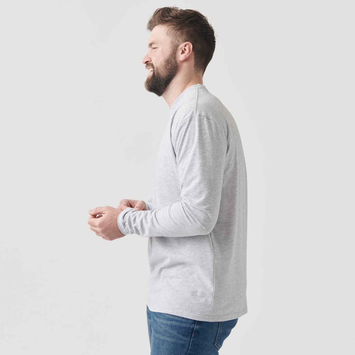 Light Gray Long Sleeve Crew Neck Tee