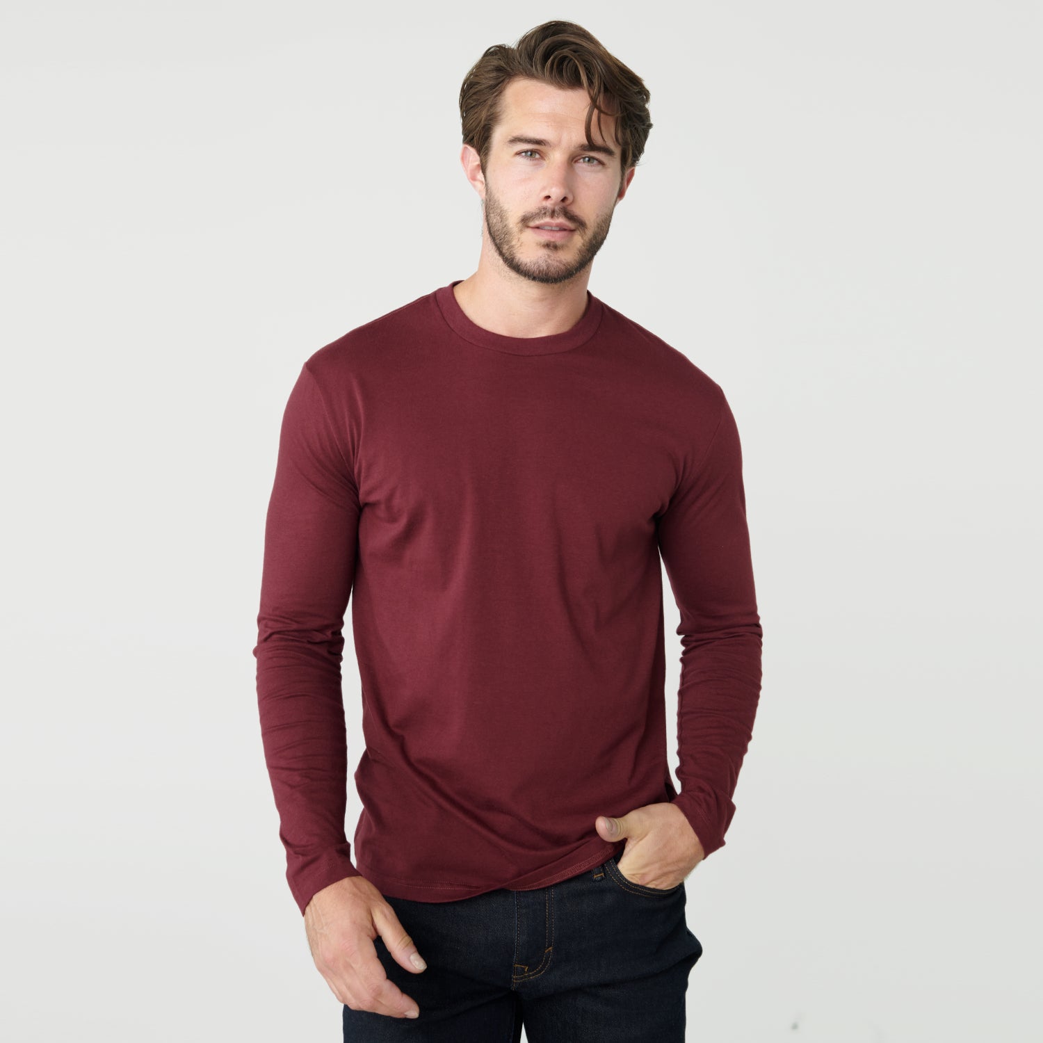 Outlet Burgundy men's top crewneck T-shirt