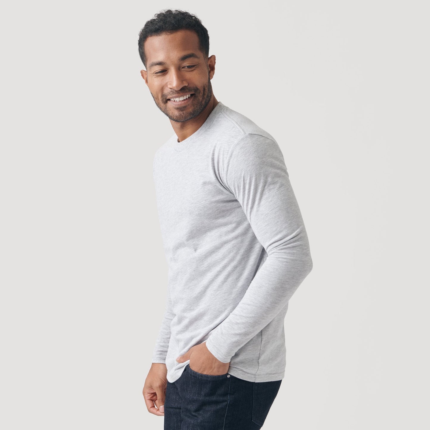 Light Gray Long Sleeve Crew Neck Tee