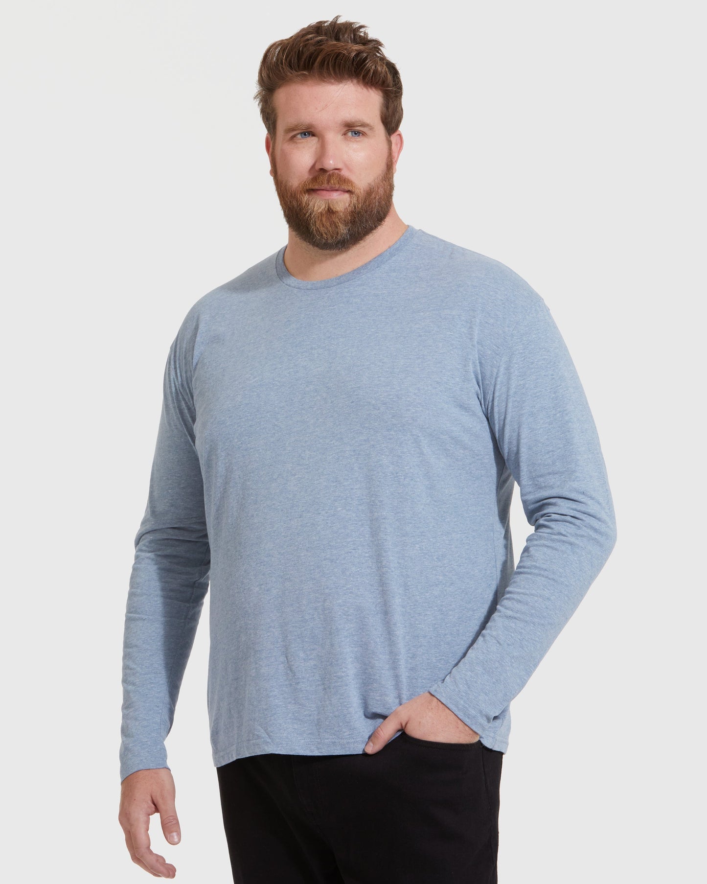 Heather Indigo Classic Long Sleeve Crew Neck