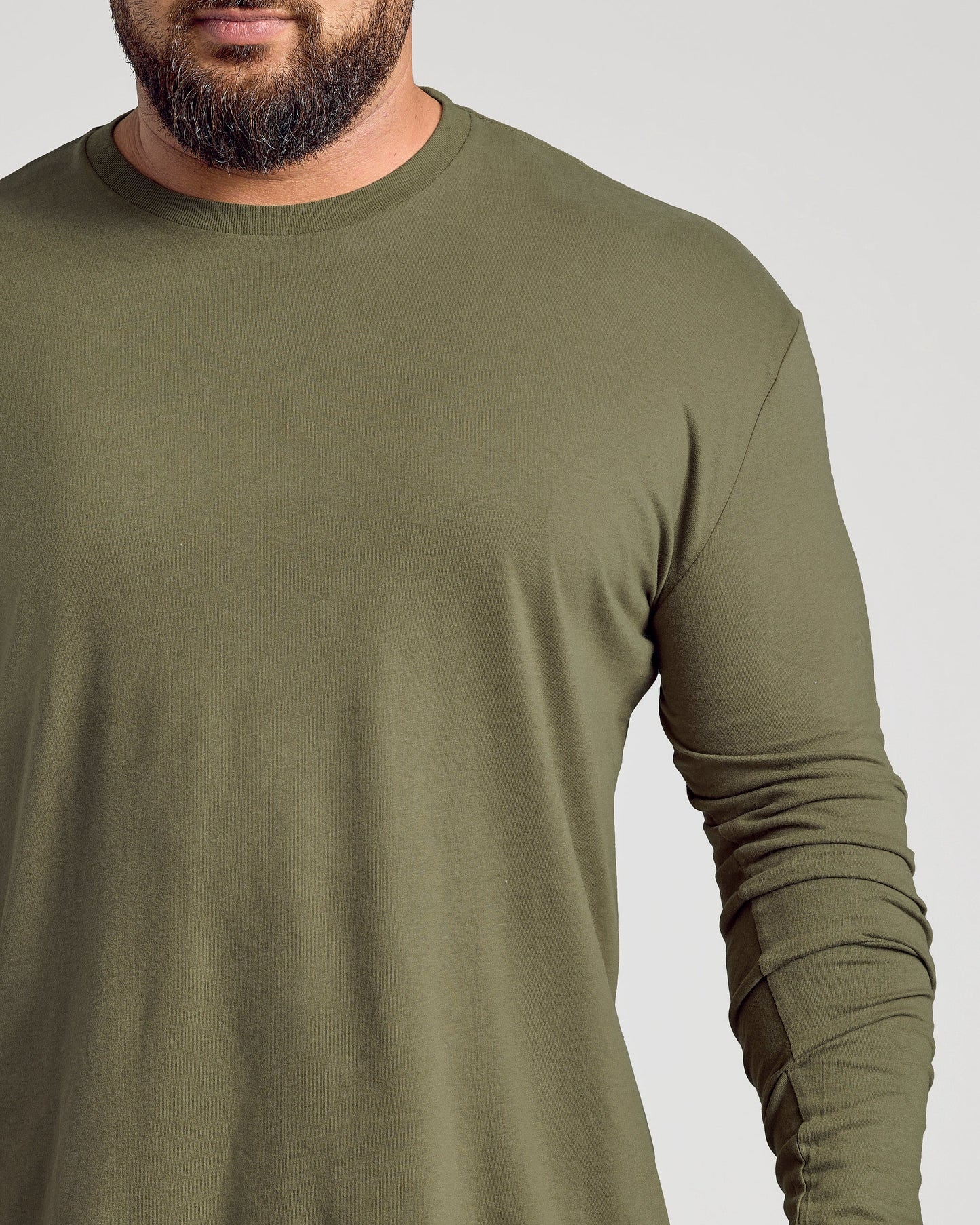Military Green Classic Long Sleeve Crew Neck