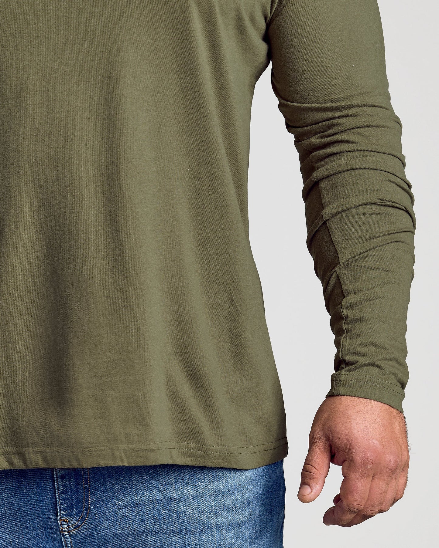 Military Green Classic Long Sleeve Crew Neck