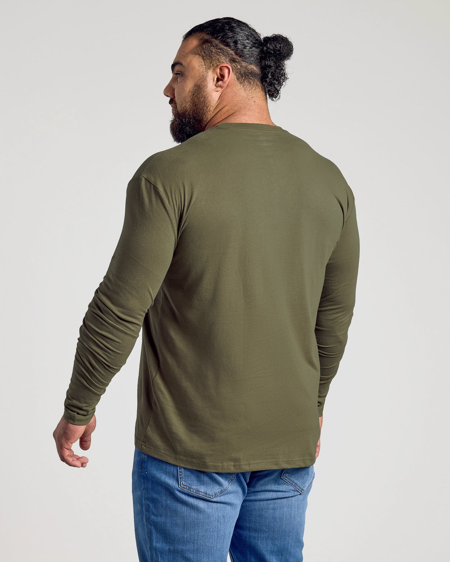 Military Green Classic Long Sleeve Crew Neck