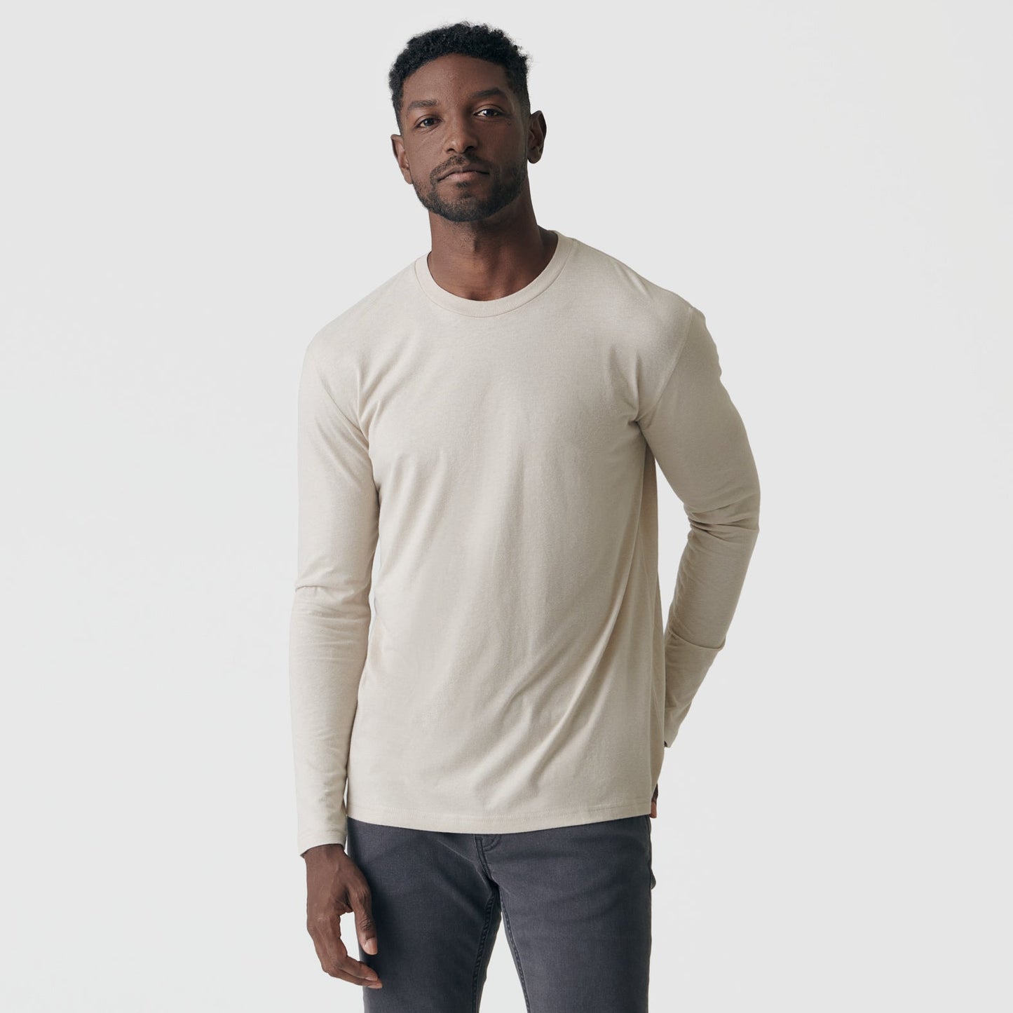 Sandstone Long Sleeve Crew Neck Tee