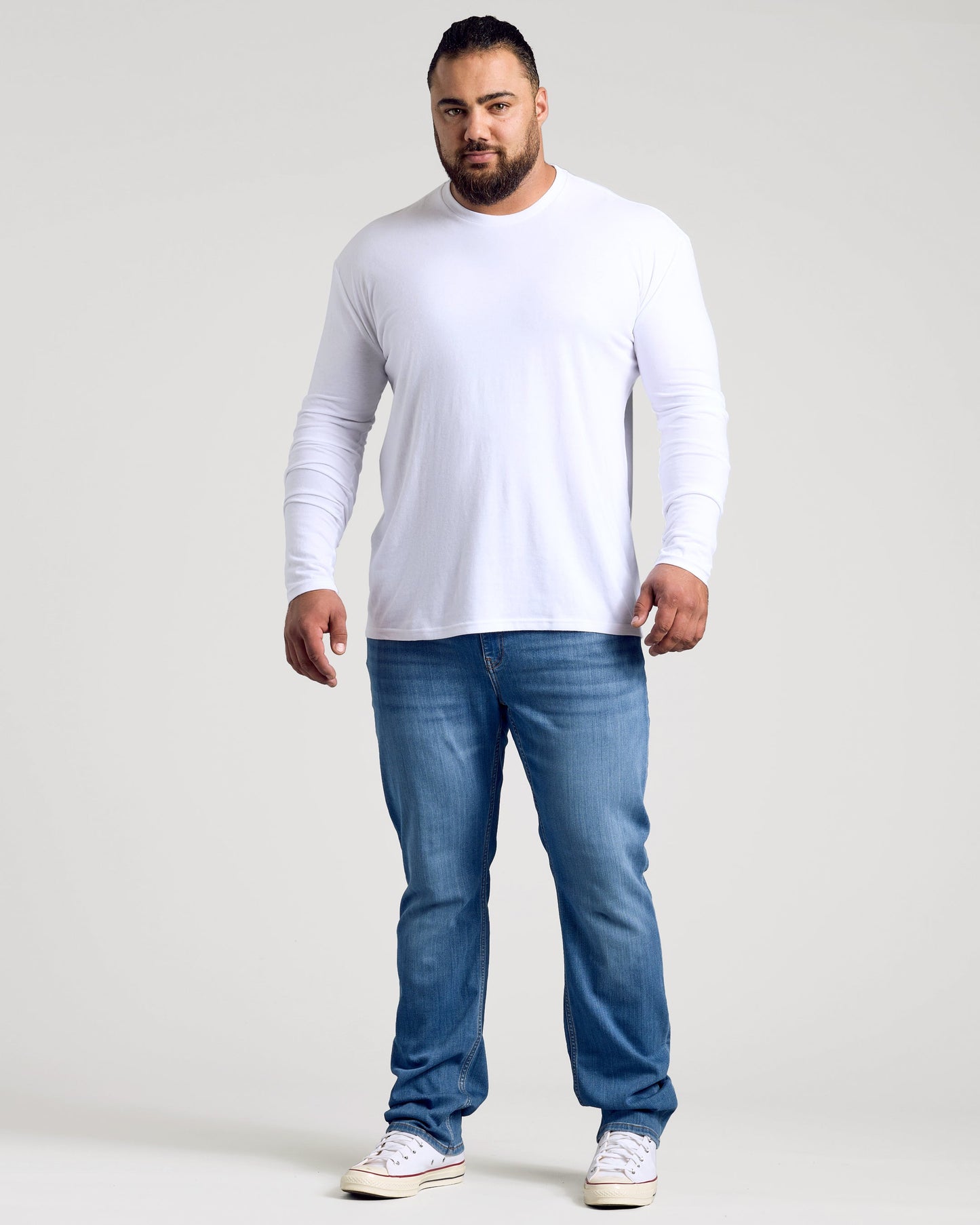 White Classic Long Sleeve Crew Neck