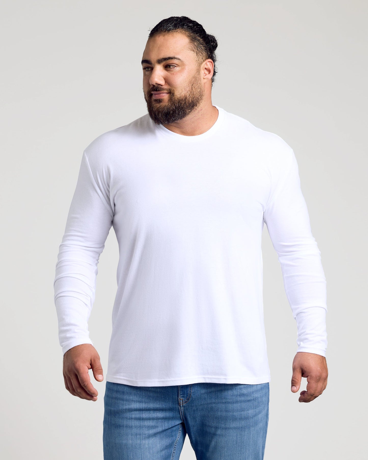White Classic Long Sleeve Crew Neck