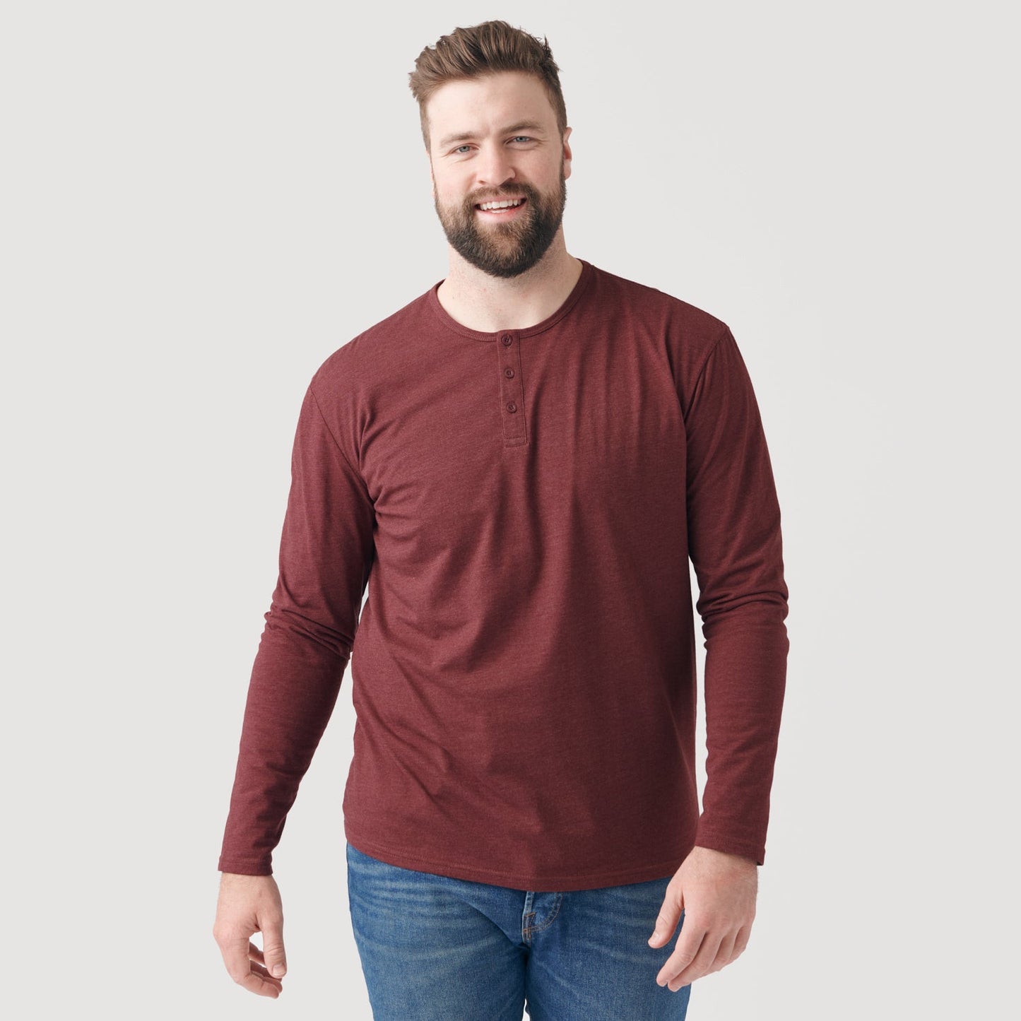 Heather Burgundy Classic Long Sleeve Henley