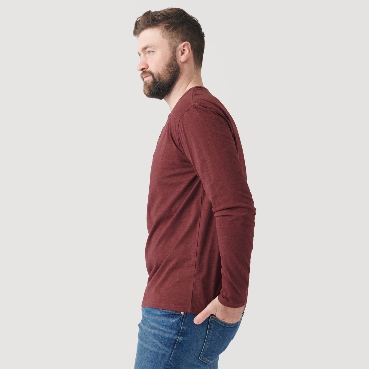 Heather Burgundy Classic Long Sleeve Henley