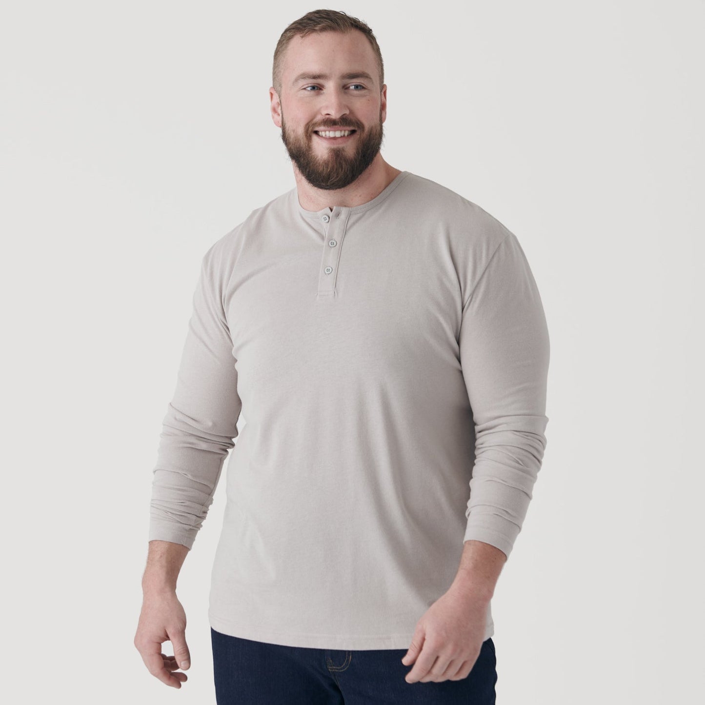 Light Gray Classic Long Sleeve Henley