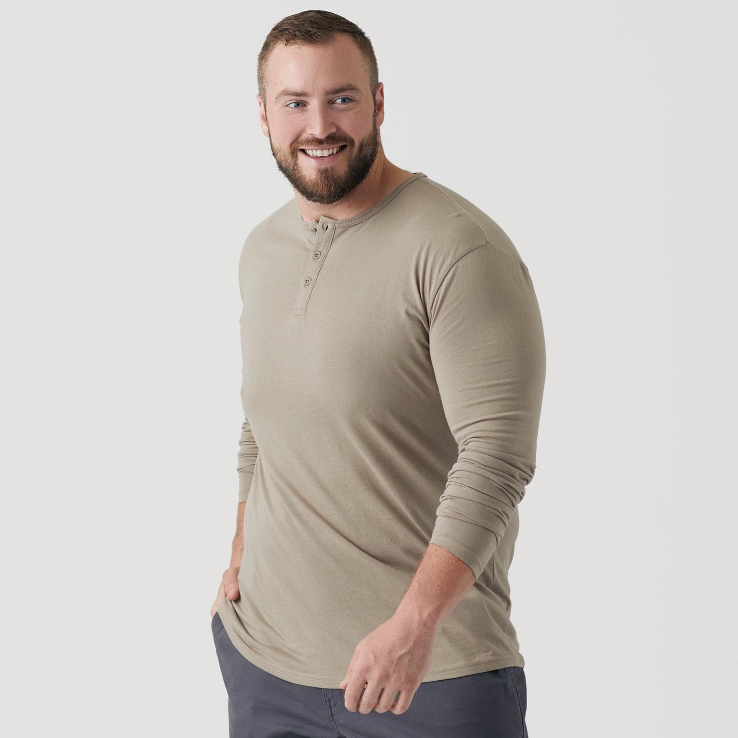 Military Beige Classic Long Sleeve Henley