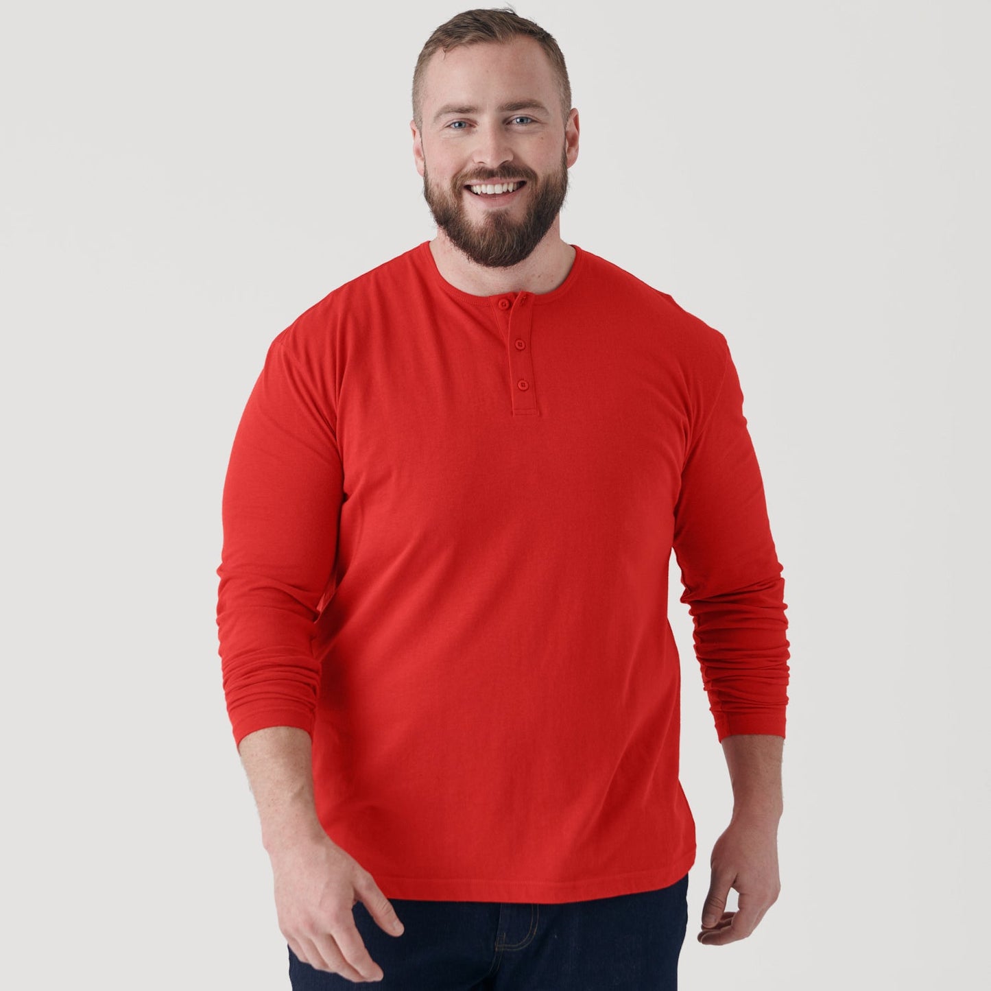 True Red Classic Long Sleeve Henley