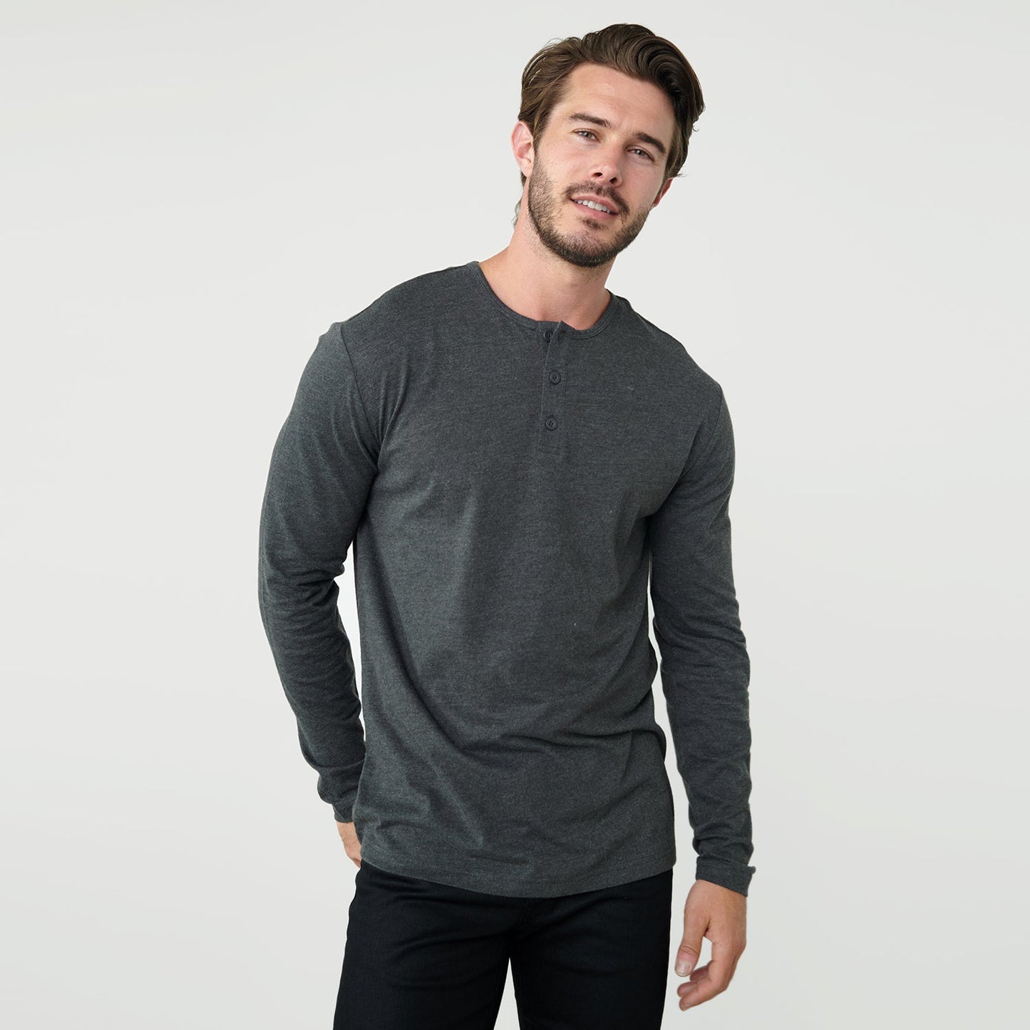 Charcoal Heather Gray Classic Long Sleeve Henley