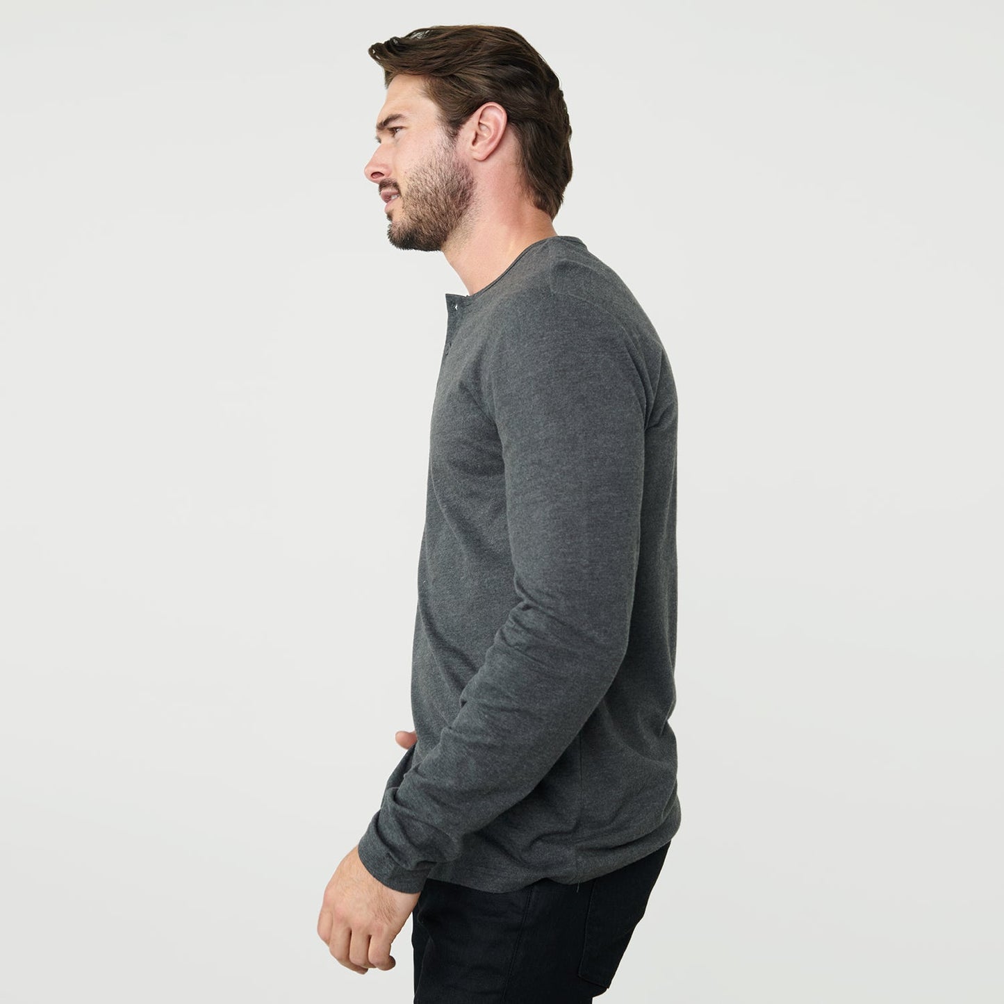 Charcoal Heather Gray Classic Long Sleeve Henley