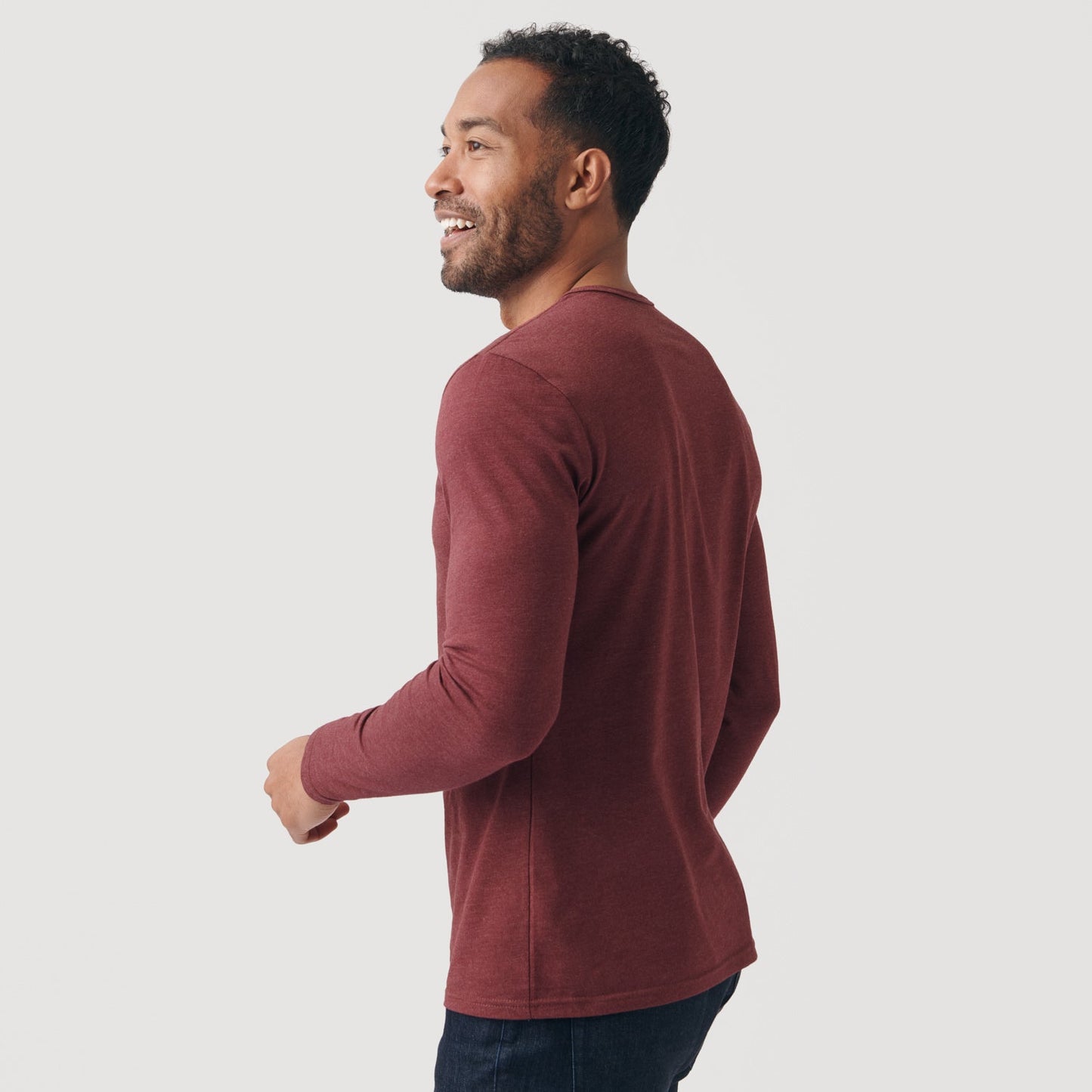 Heather Burgundy Classic Long Sleeve Henley