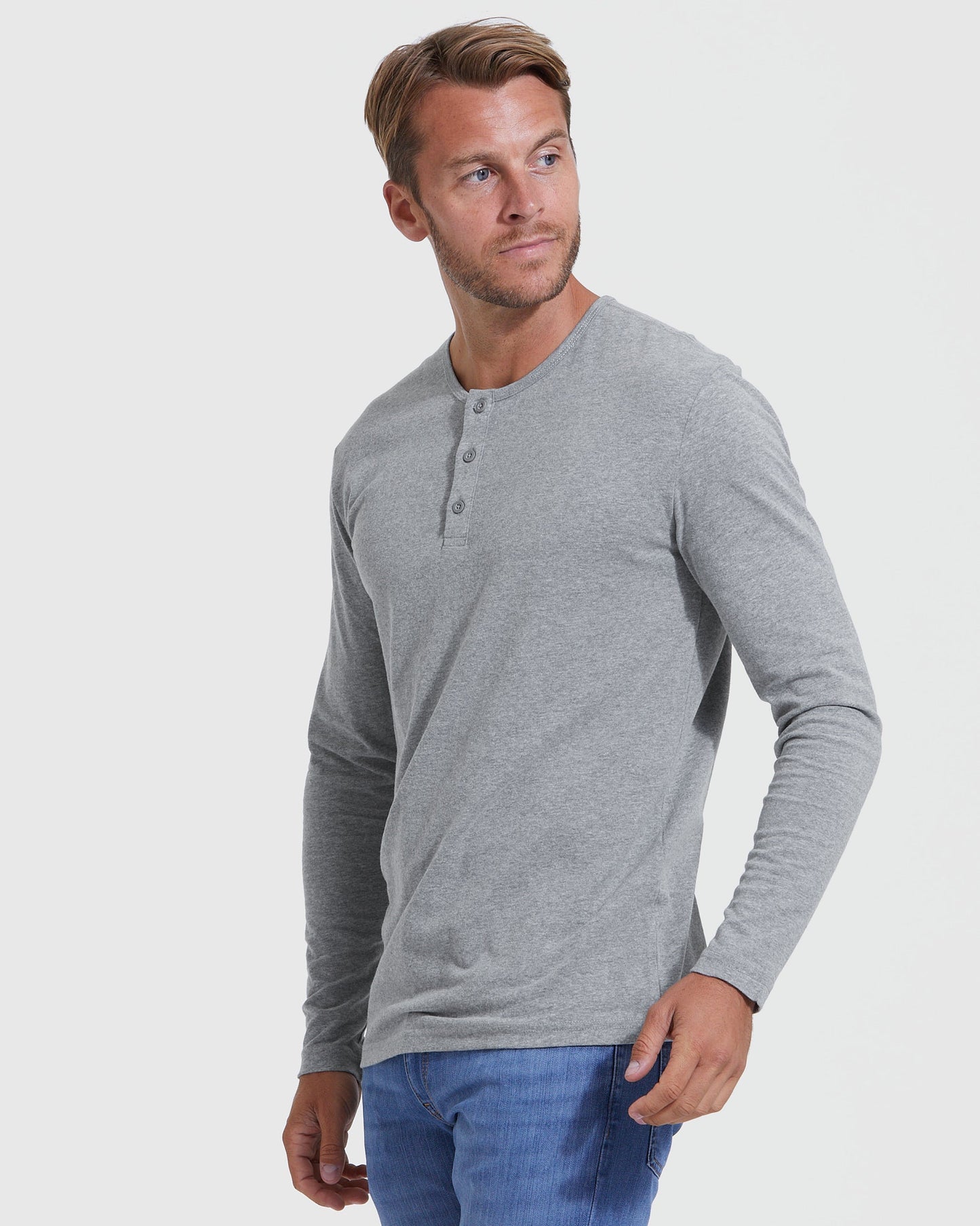 Heather Gray Classic Long Sleeve Henley