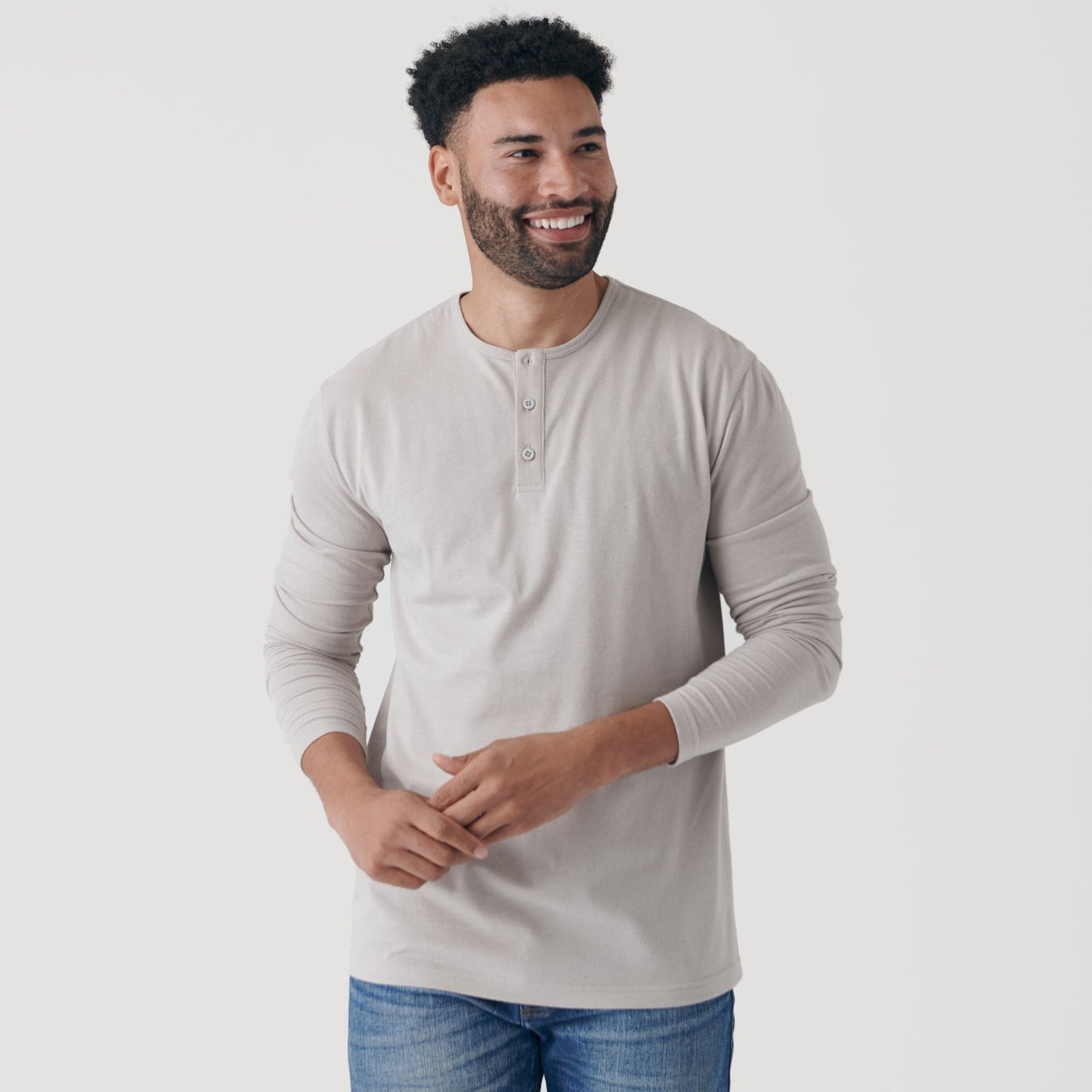 Light Gray Classic Long Sleeve Henley