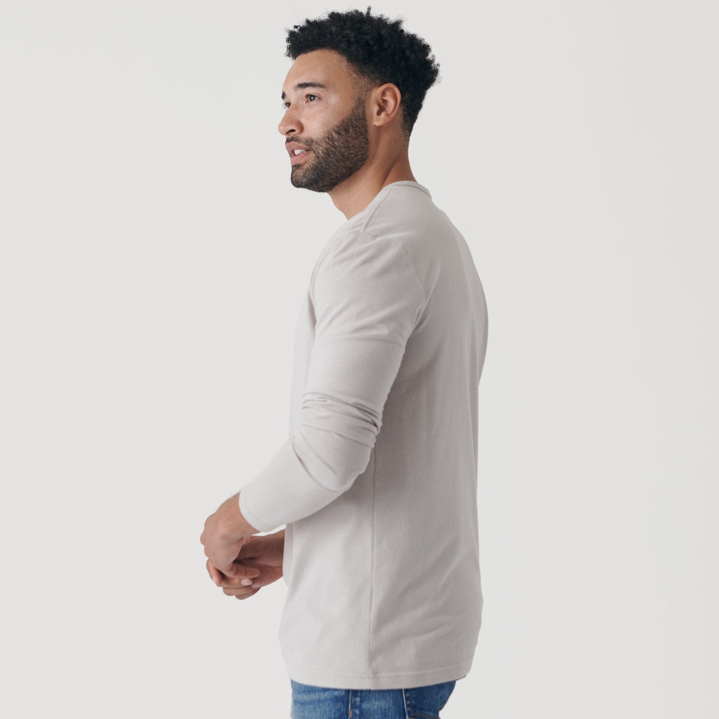 Light Gray Classic Long Sleeve Henley