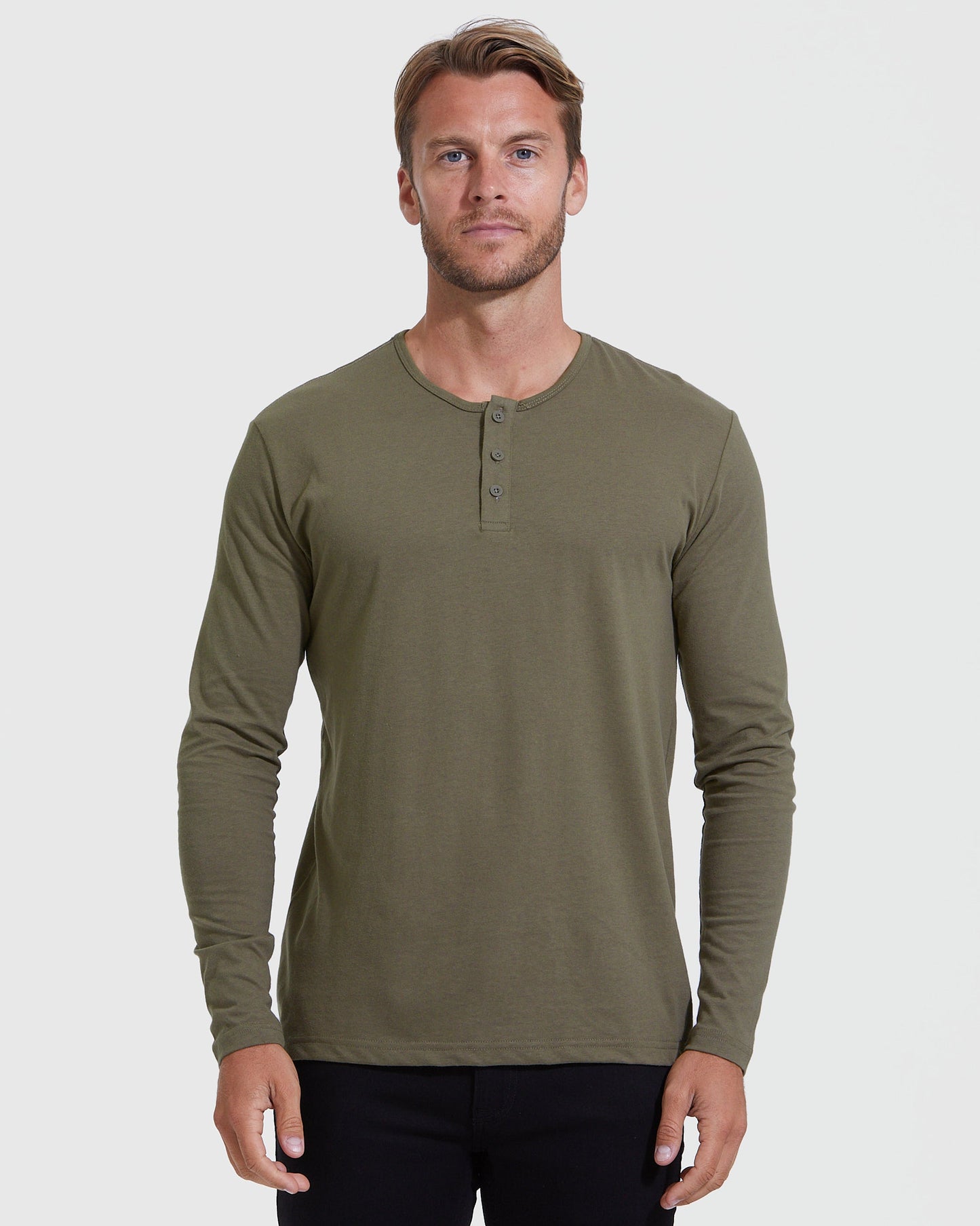 Military Green Classic Long Sleeve Henley