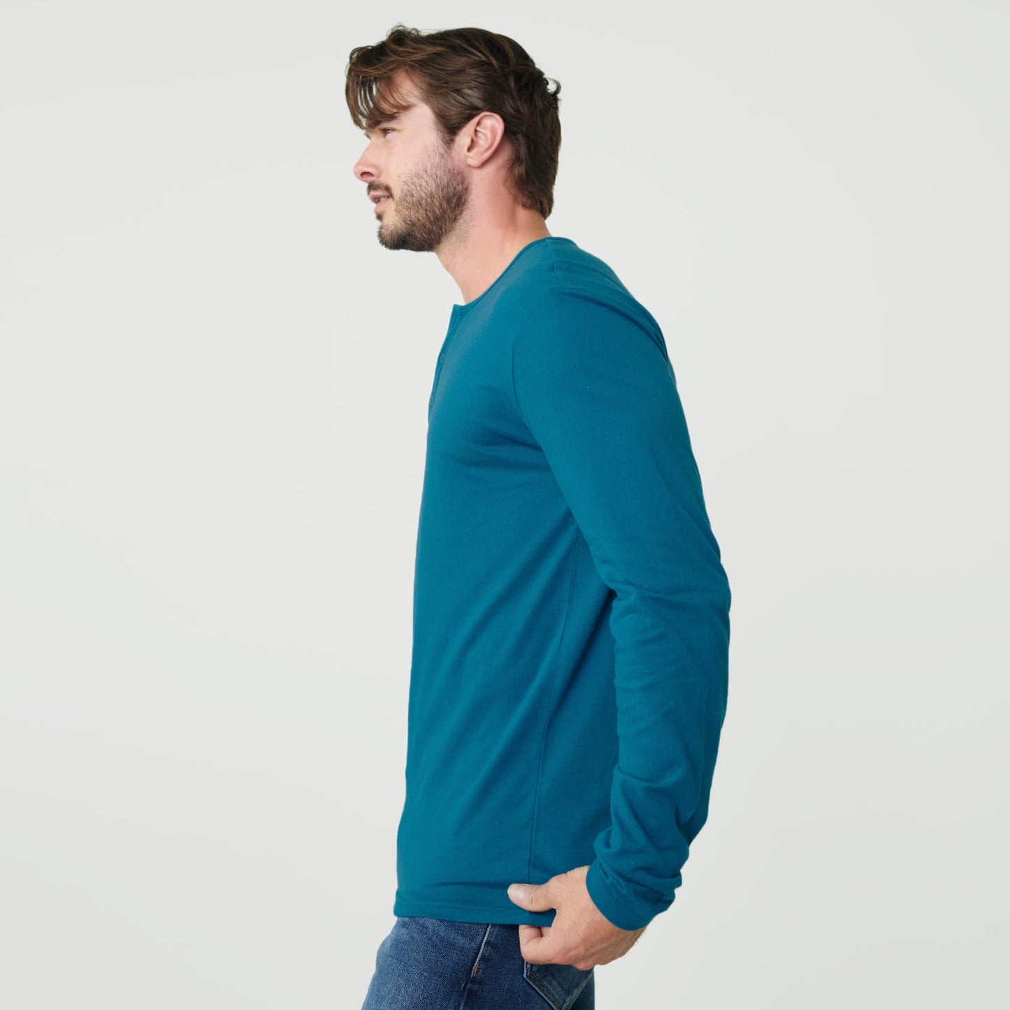 Teal Classic Long Sleeve Henley