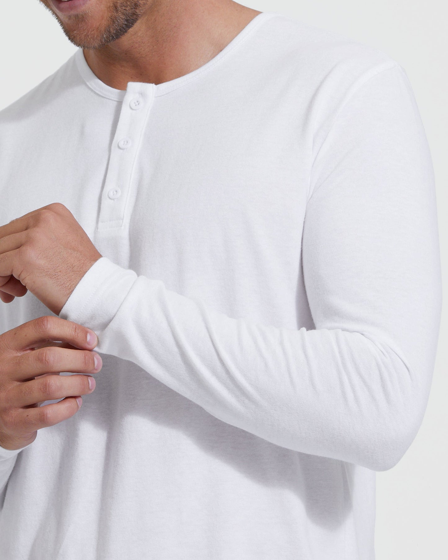 White Classic Long Sleeve Henley