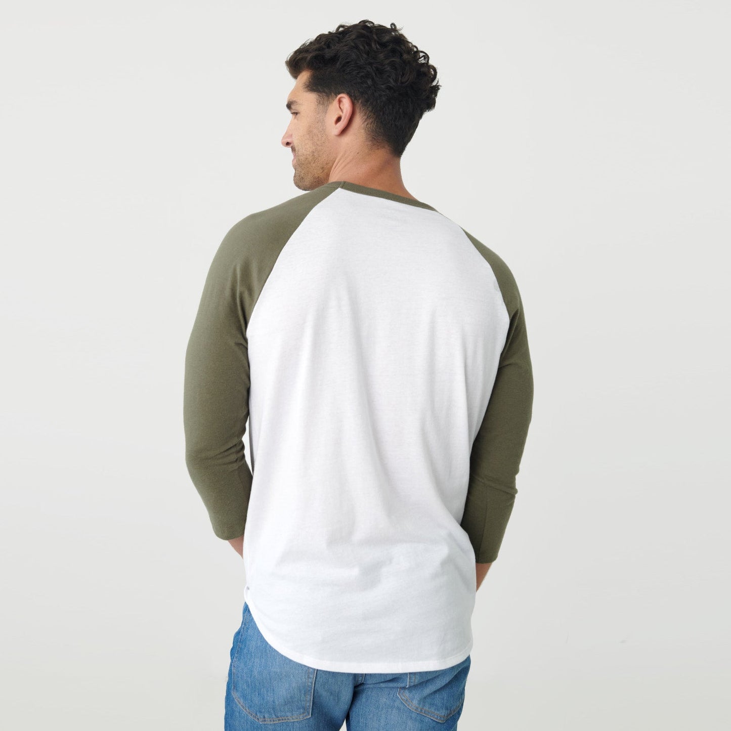 White/Military Green Baseball Raglan