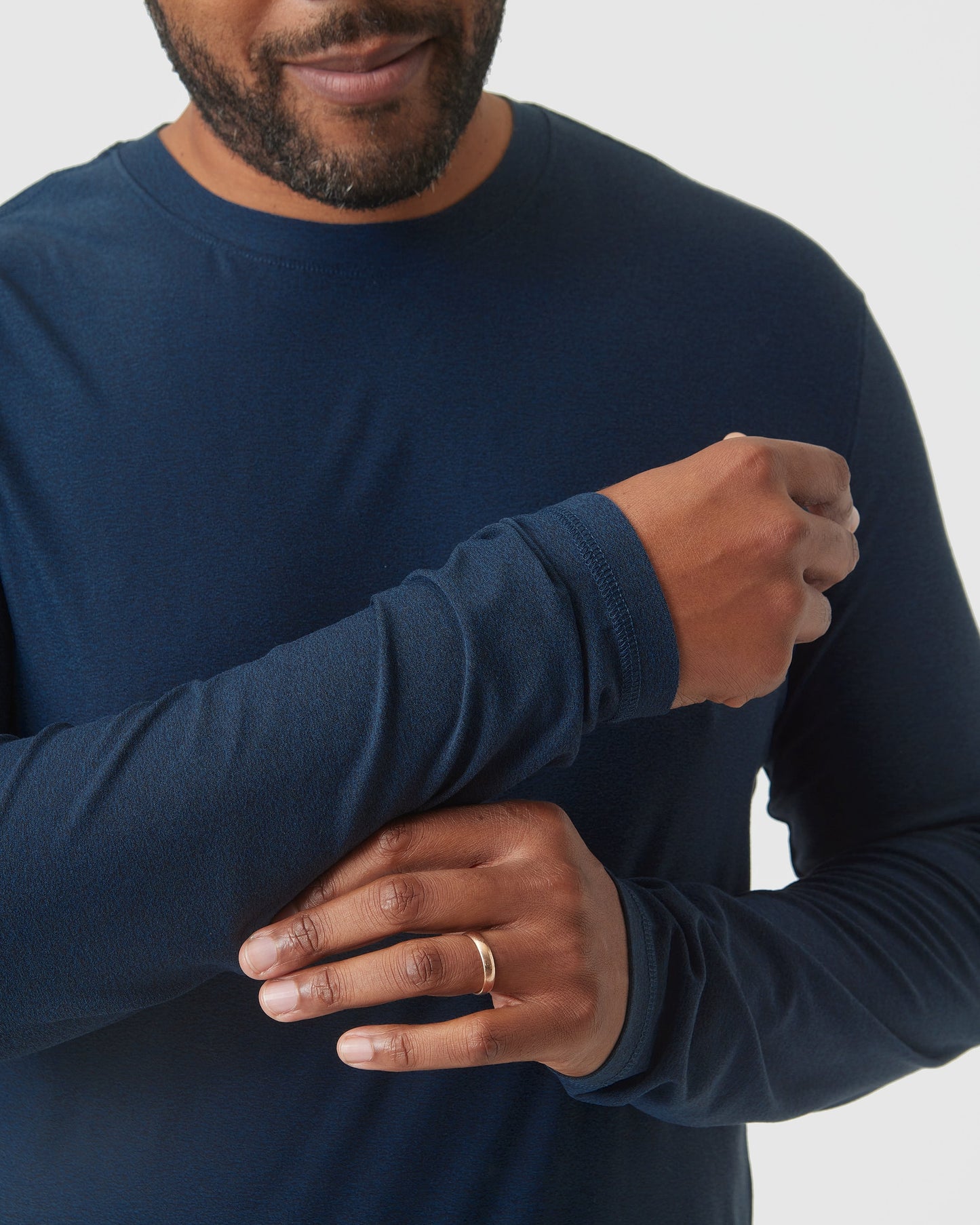 Deep Sea Blue Heather Active Long Sleeve Crew T-Shirt