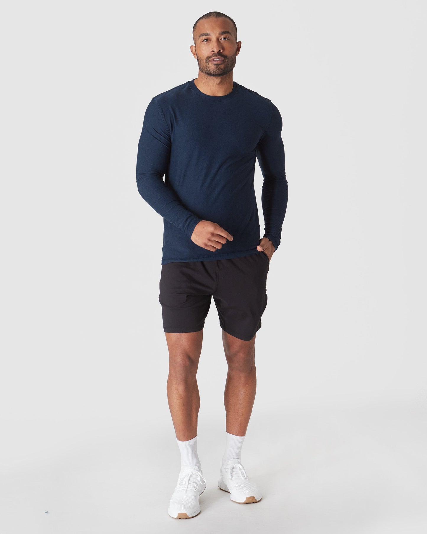 Dark Heather Cadet Active Long Sleeve Crew T-Shirt